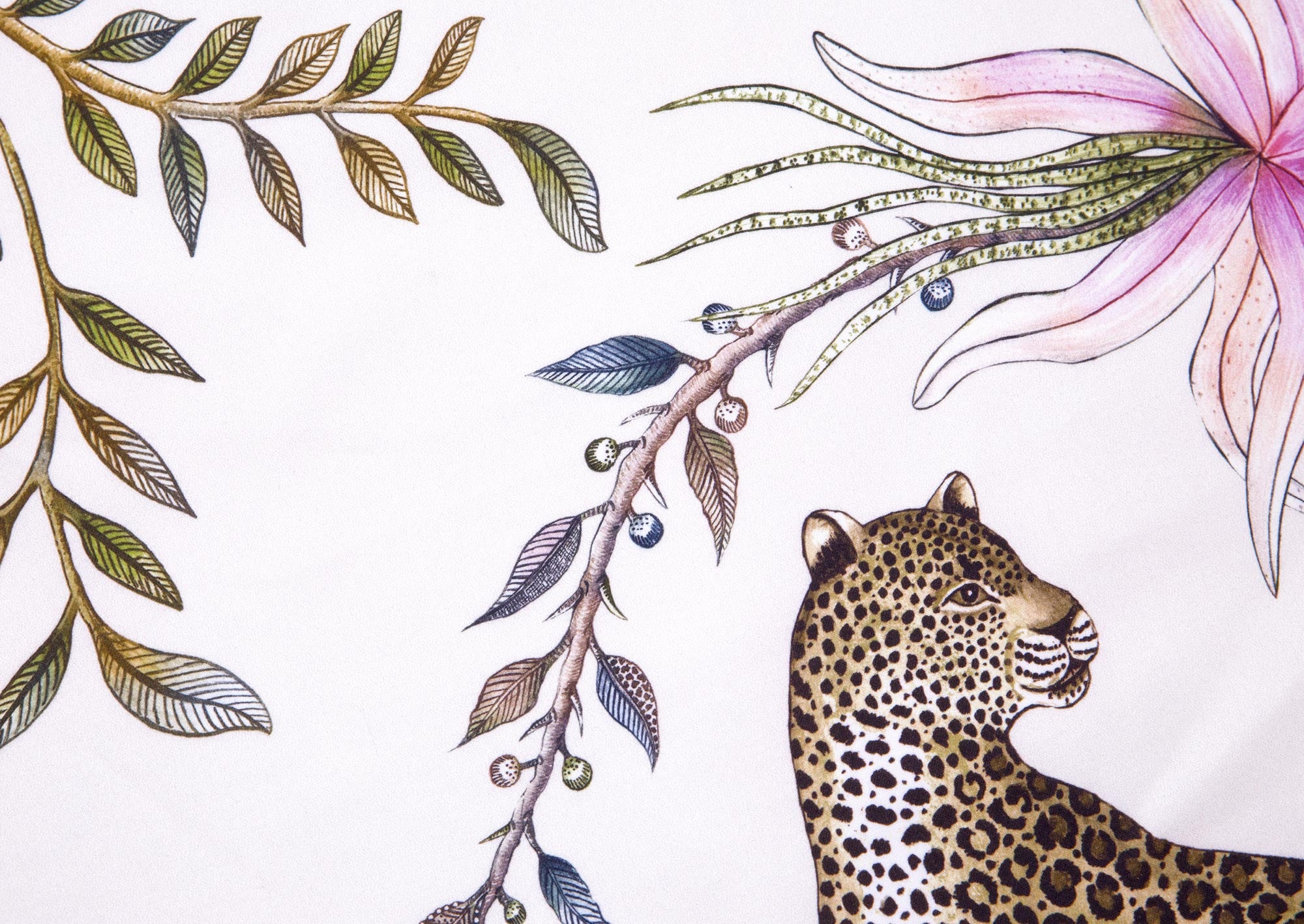 Leopard Lily Tablecloth - Cotton - Safari Stone - Square