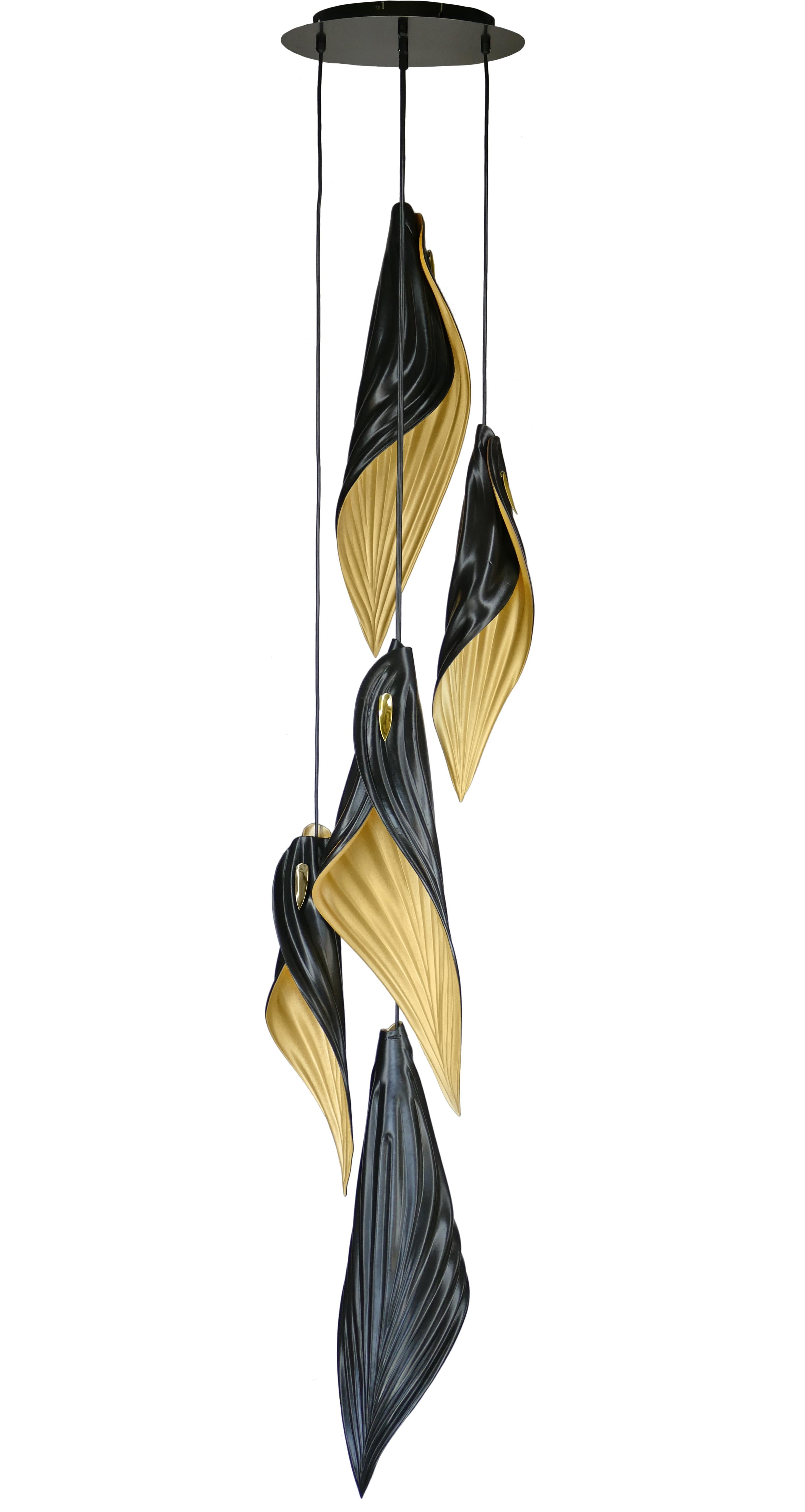 Blade 5-Piece Leather Pendant - Black/Gold
