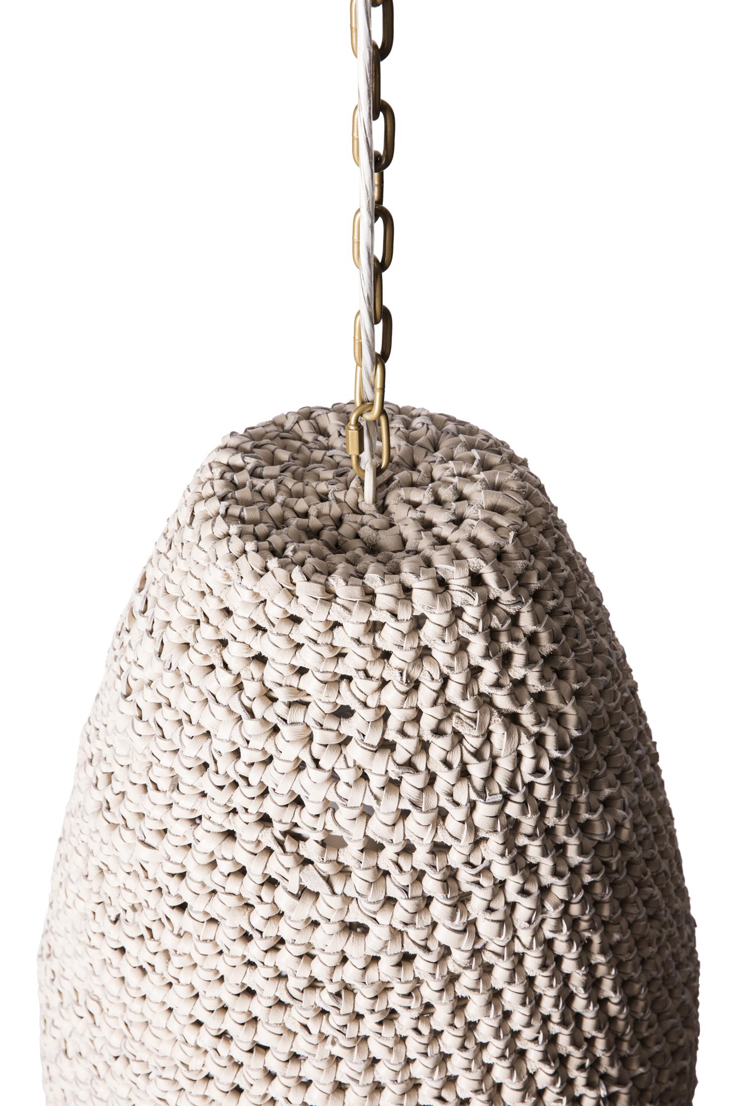 Large Crocheted Leather Pod Pendant