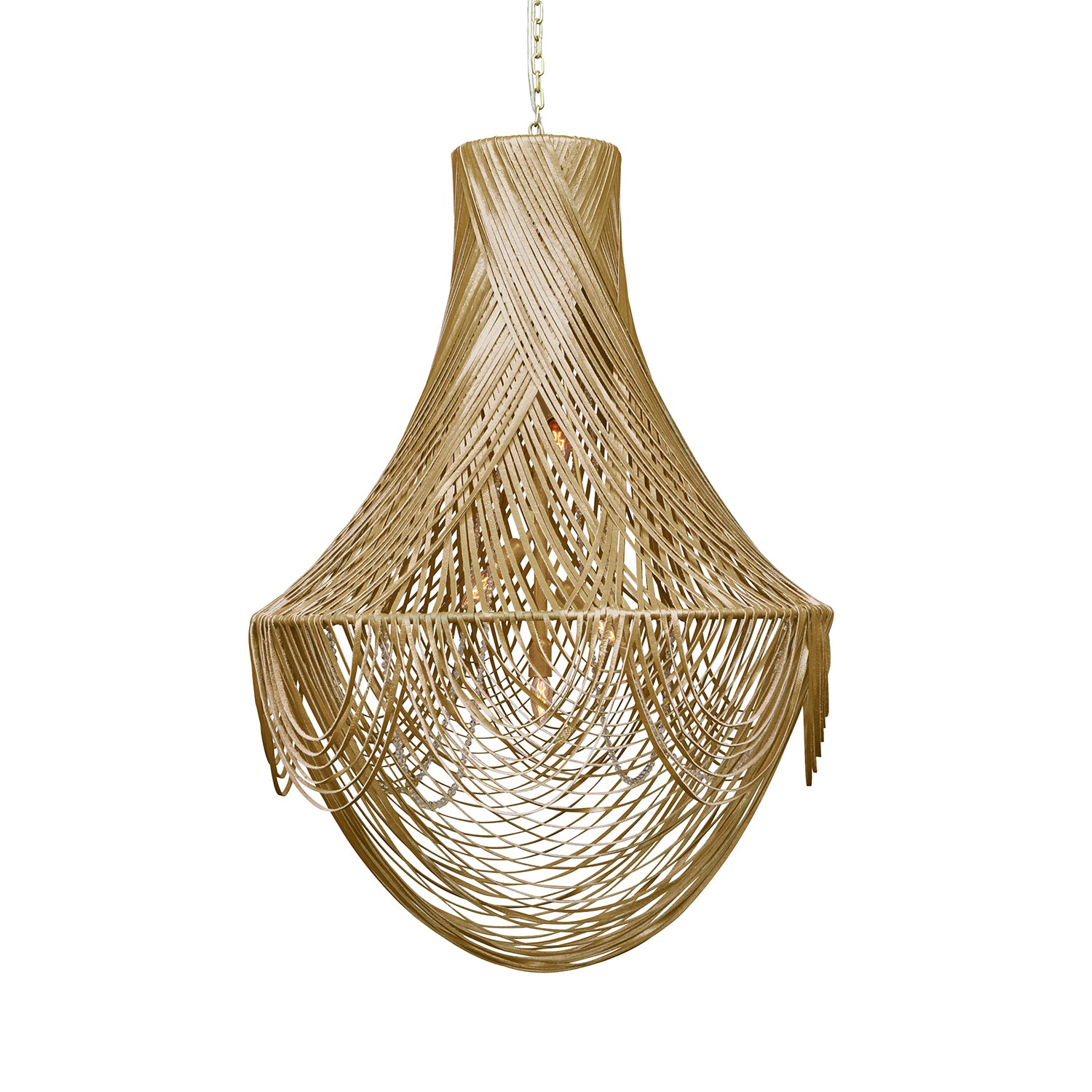 Large Empire Leather Chandelier in Metallic Leather