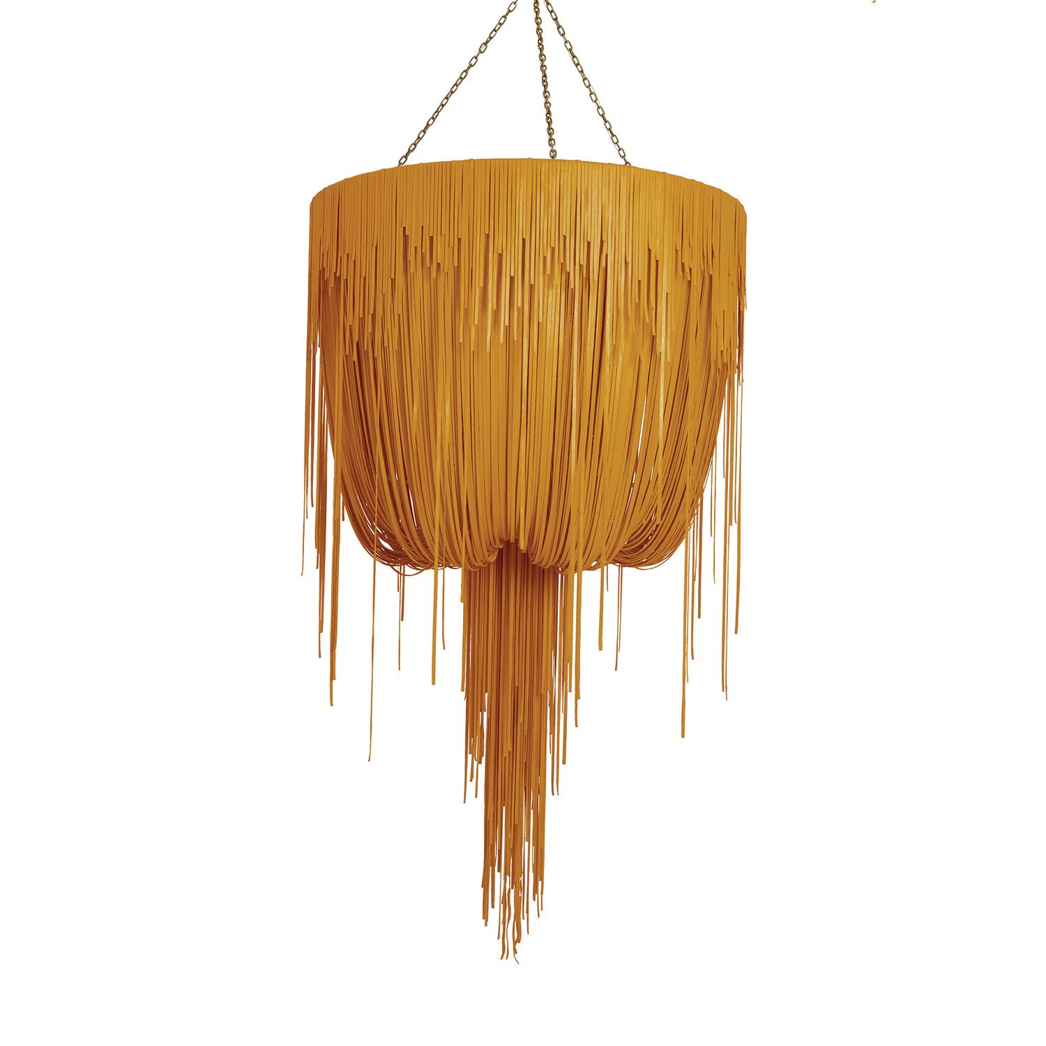 Large Round Urchin Leather Chandelier in NeKeia Leather
