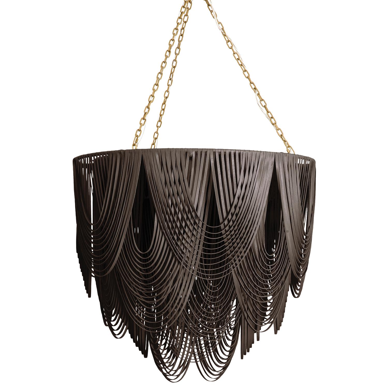 Large Round Whisper Leather Chandelier in Premium Leather