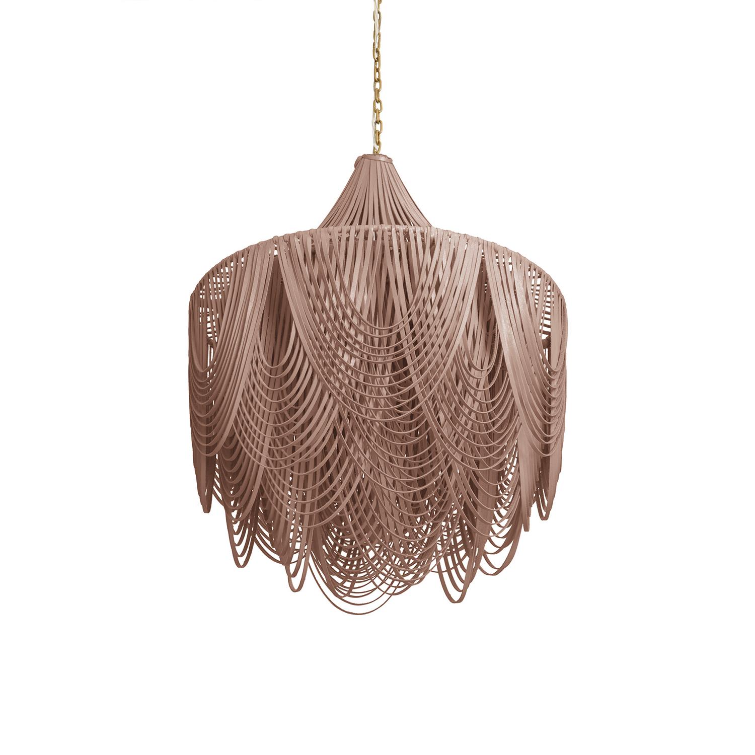 Medium Round Whisper with Crown Leather Chandelier in Metallic Leather