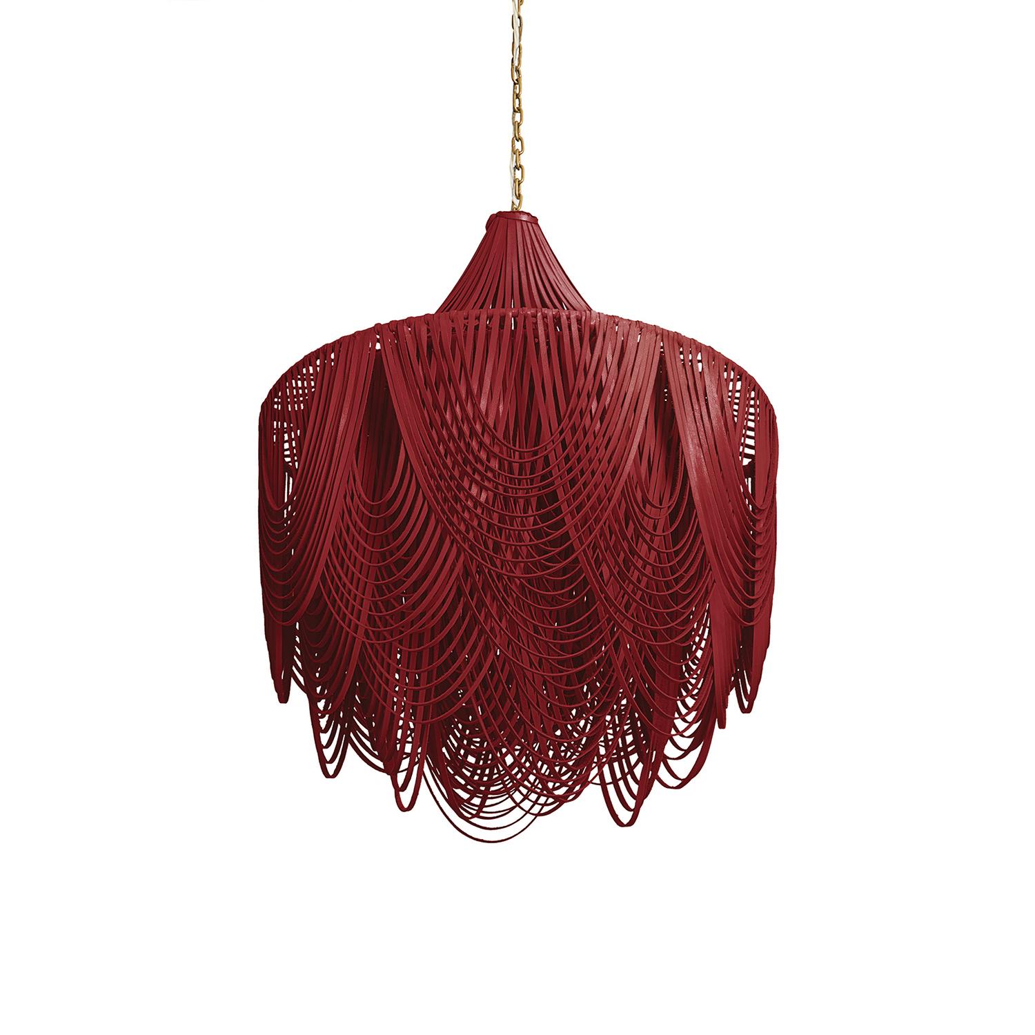 Medium Round Whisper with Crown Leather Chandelier in NeKeia Leather