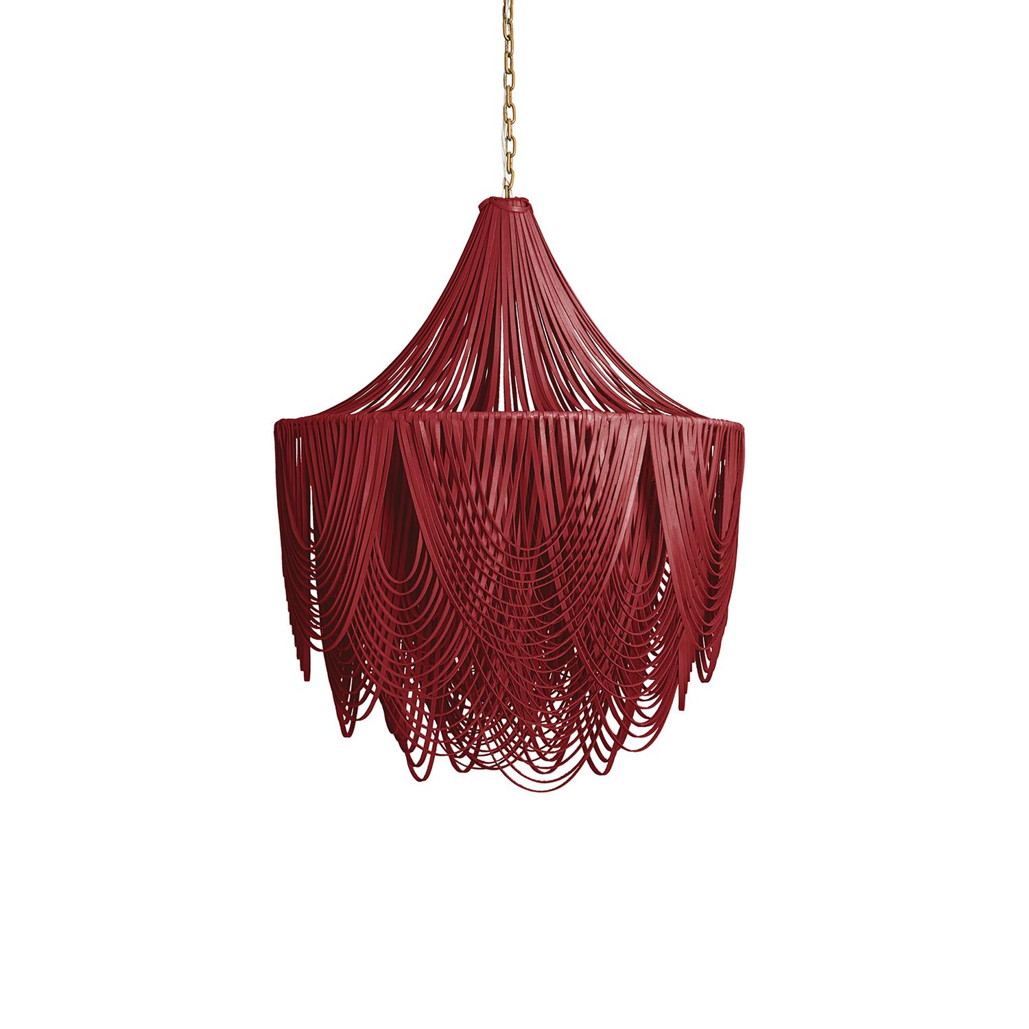 Medium Round Whisper with Crown Leather Chandelier in NeKeia Leather