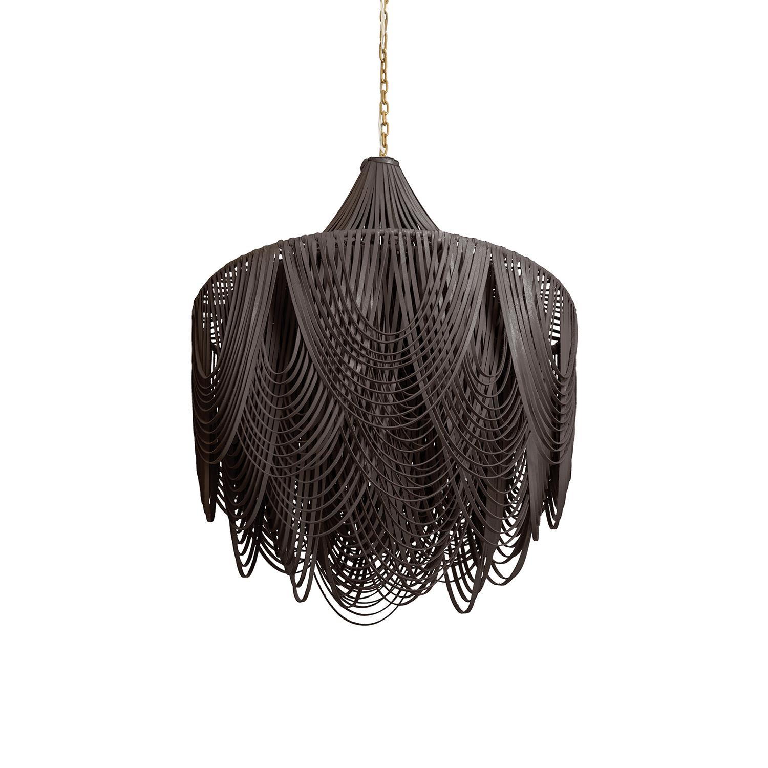 Medium Round Whisper with Crown Leather Chandelier in Premium Leather