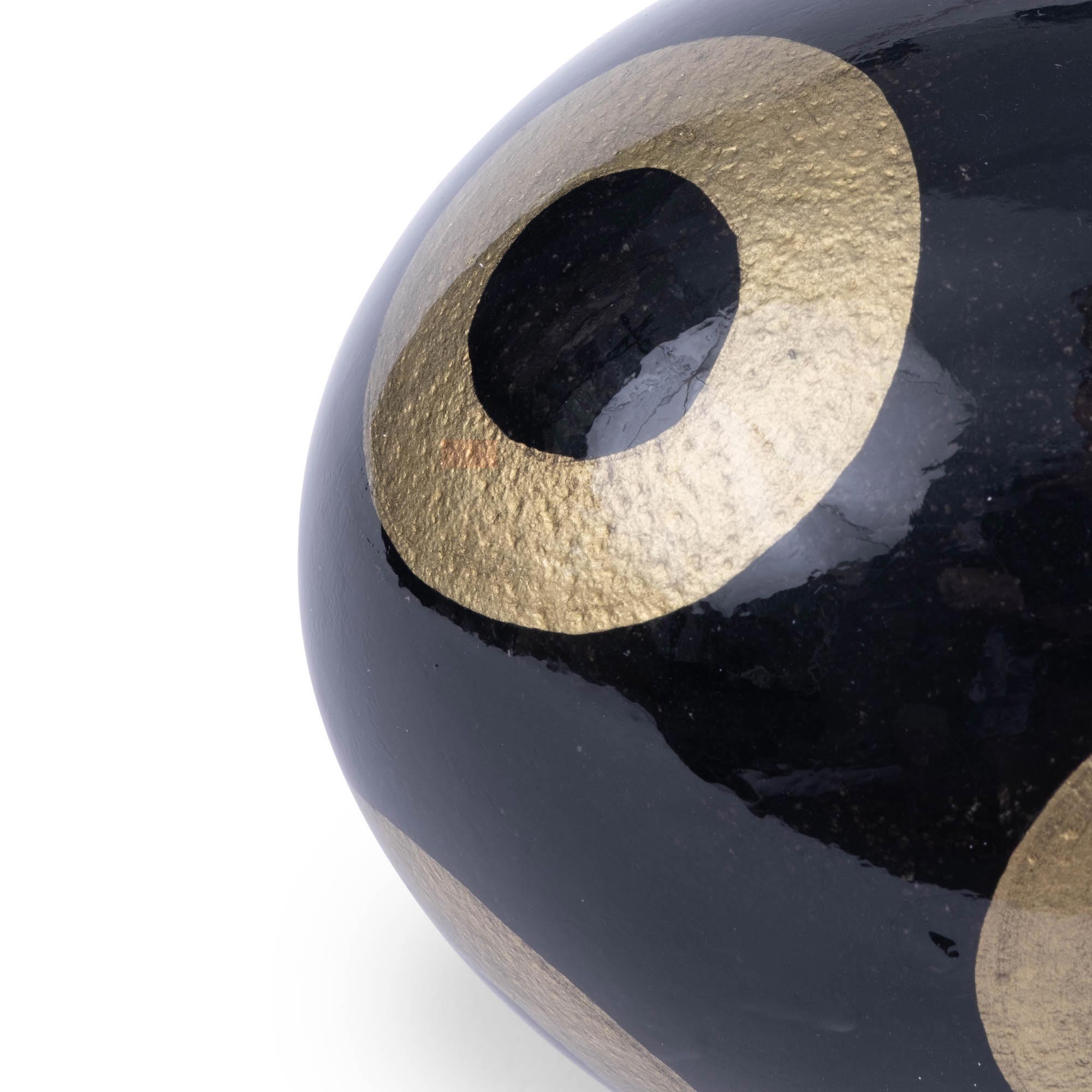 Painted Ostrich Egg - Black & Gold Circles