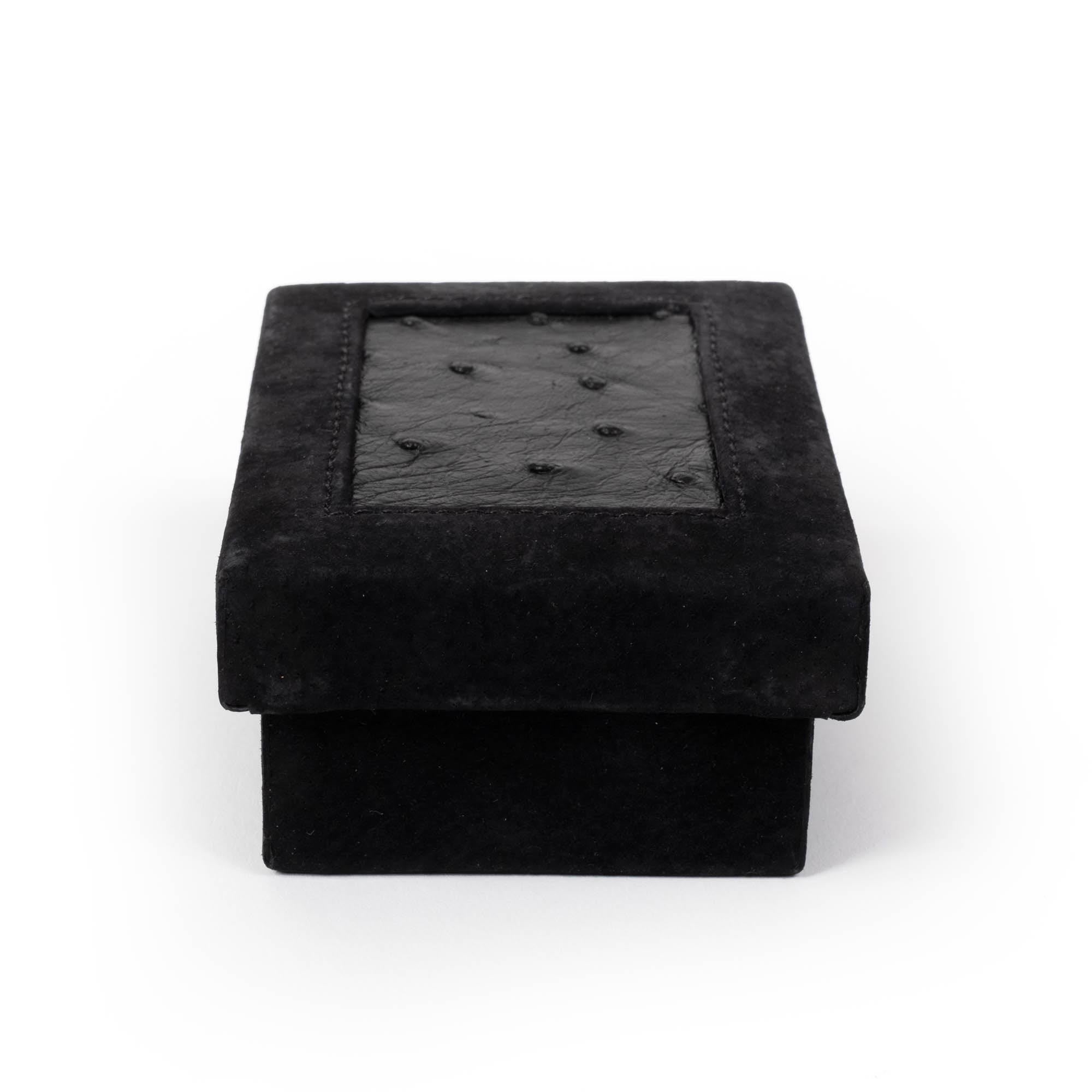Playing Card Box - Ostrich Leather - Black