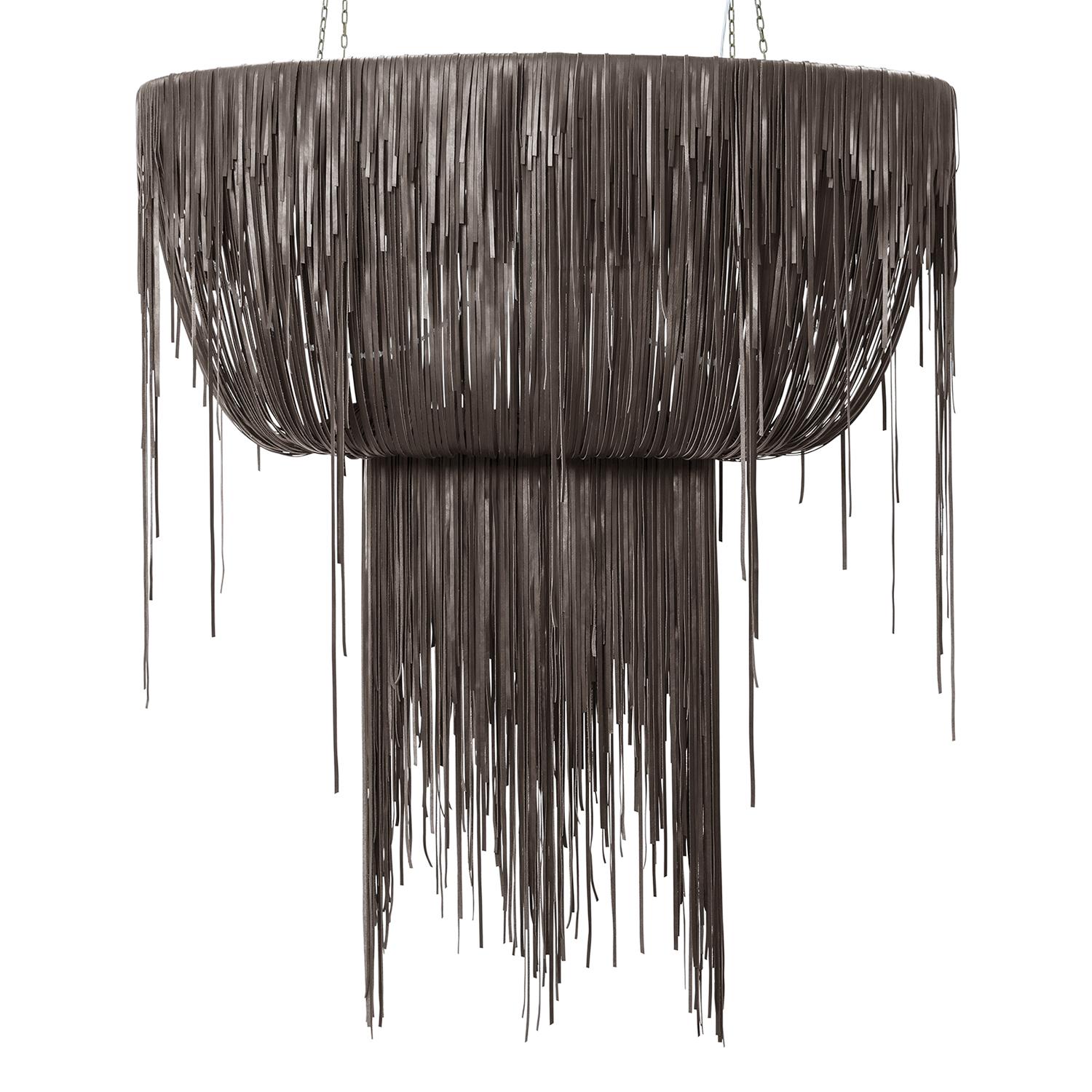Large Oval Urchin Leather Chandelier in Premium Leather