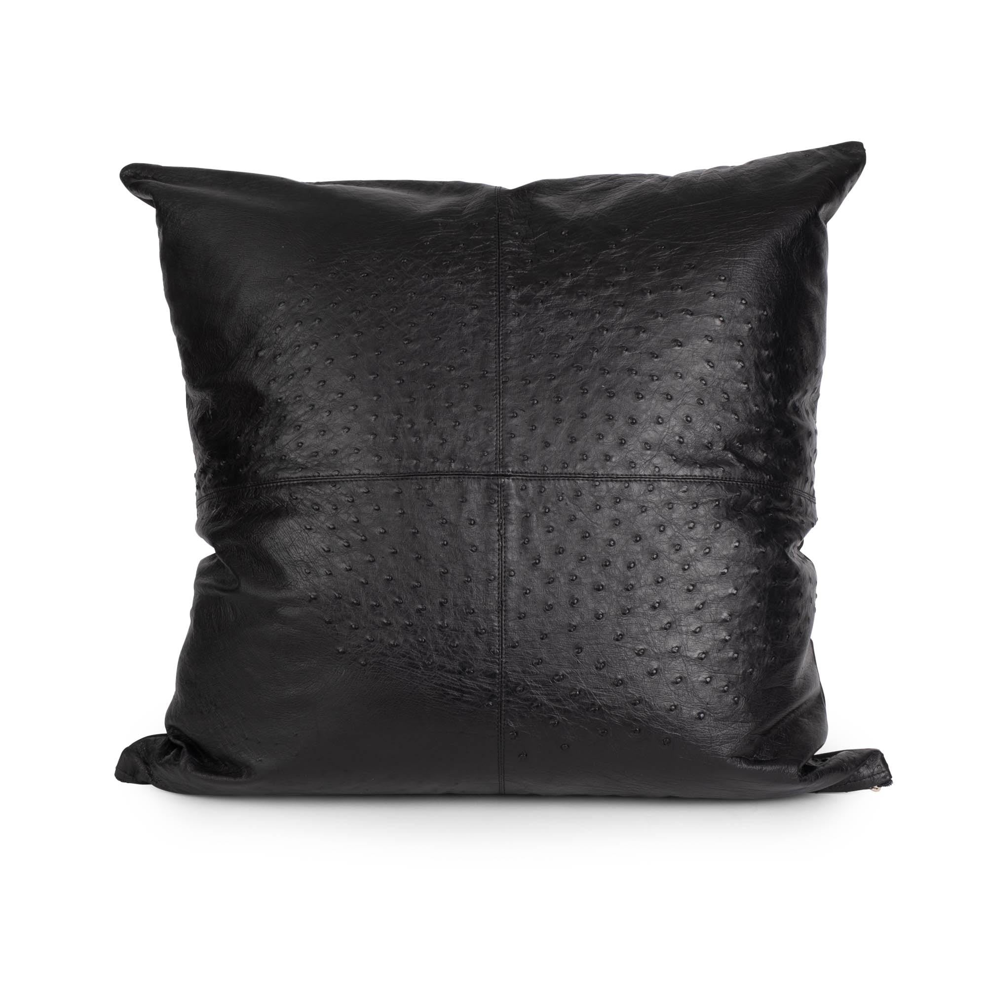 Ostrich Leather Pillow - Black