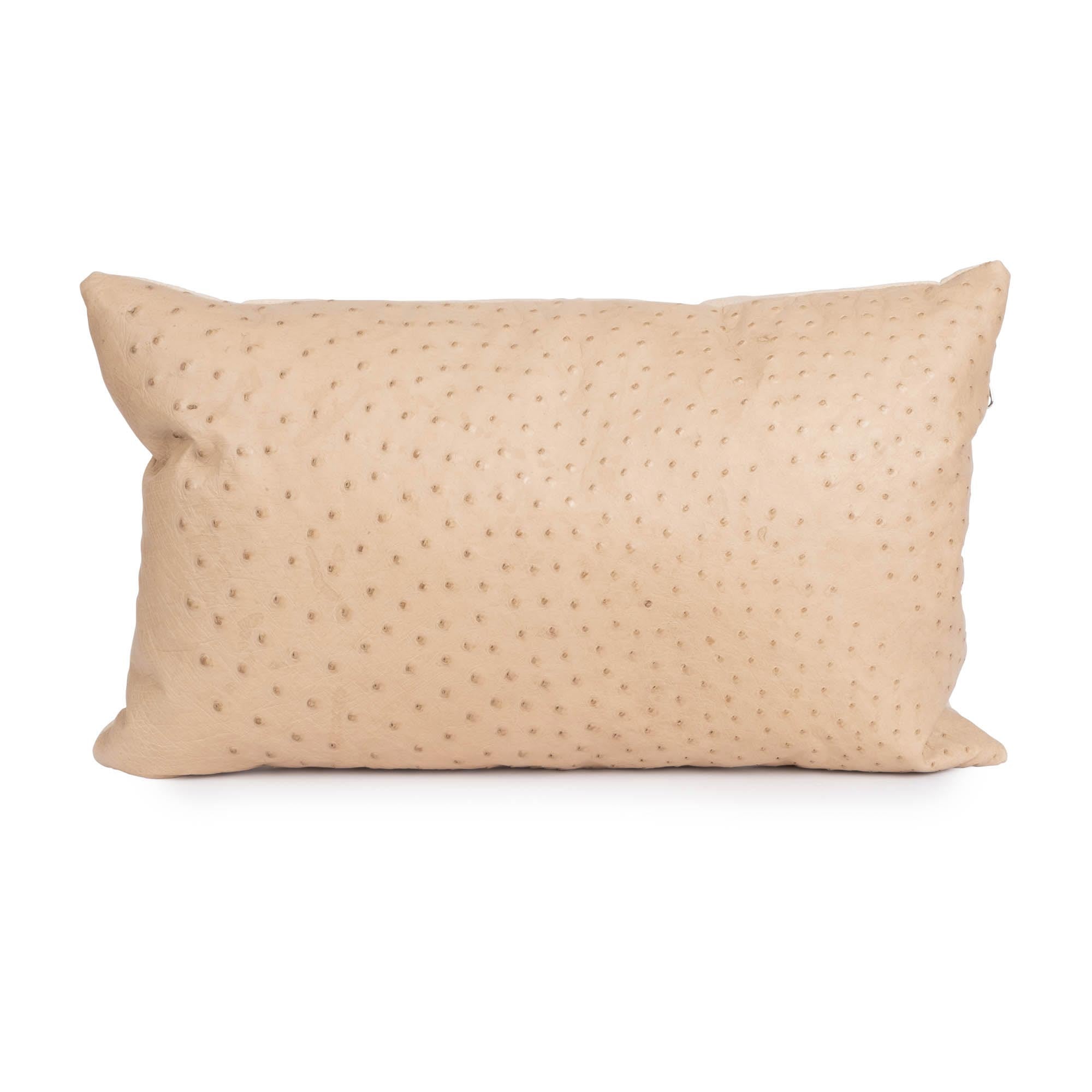 Ostrich Leather Lumbar Pillow - Cream