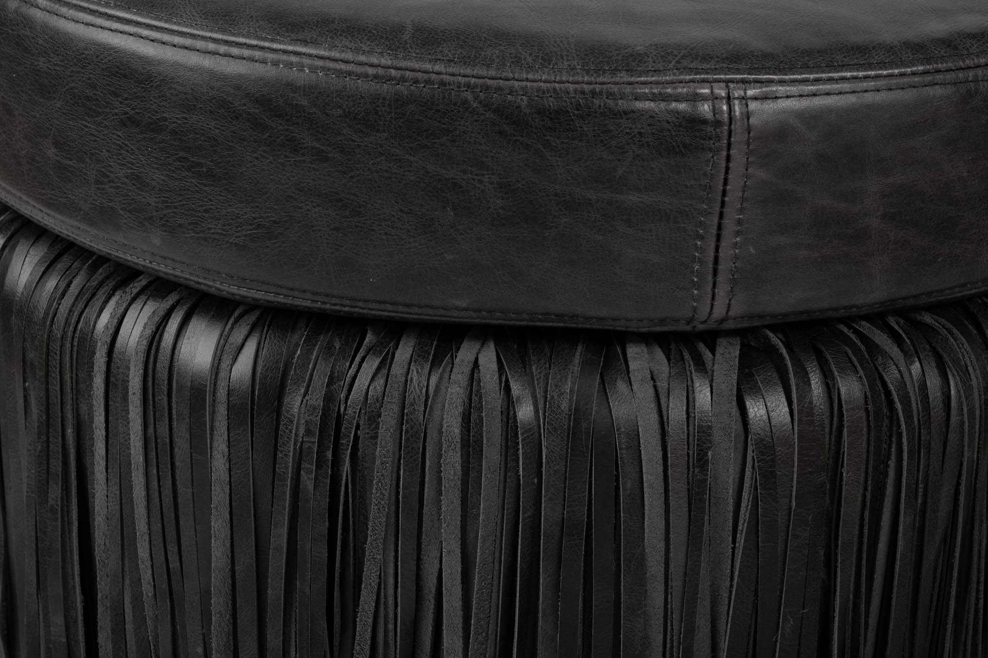 Leather fringe online ottoman