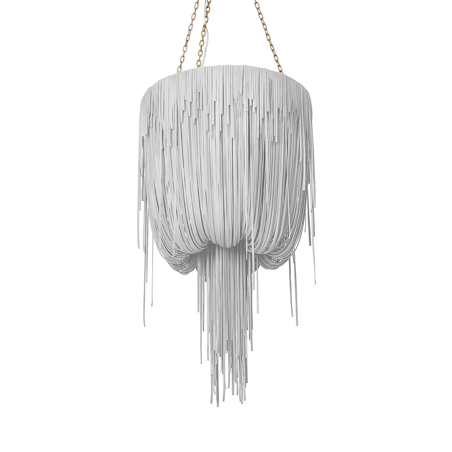 Small Round Urchin Leather Chandelier in Metallic Leather