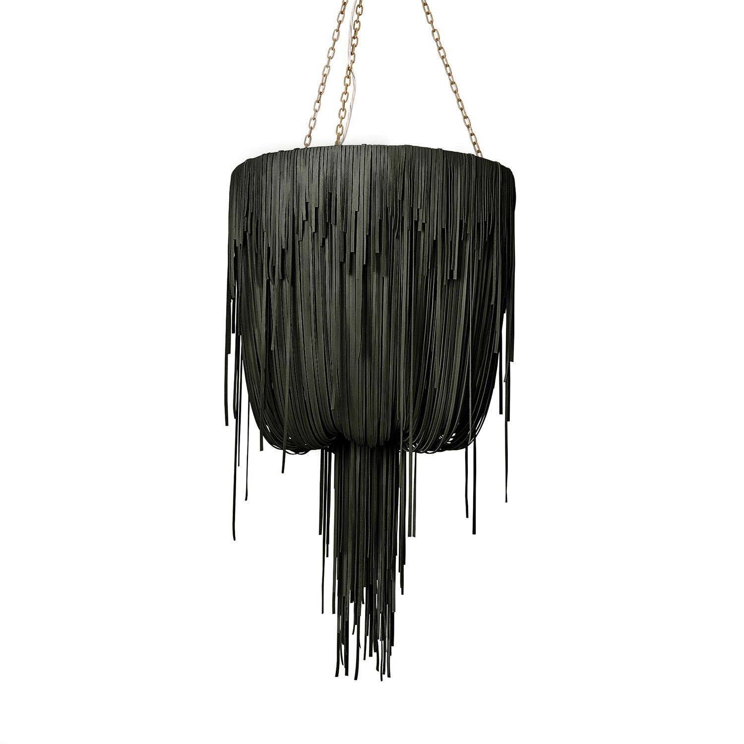 Small Round Urchin Leather Chandelier in NeKeia Leather