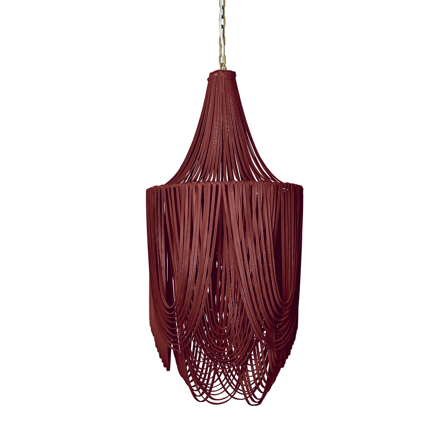 Small Round Whisper with Crown Leather Chandelier in NeKeia Leather