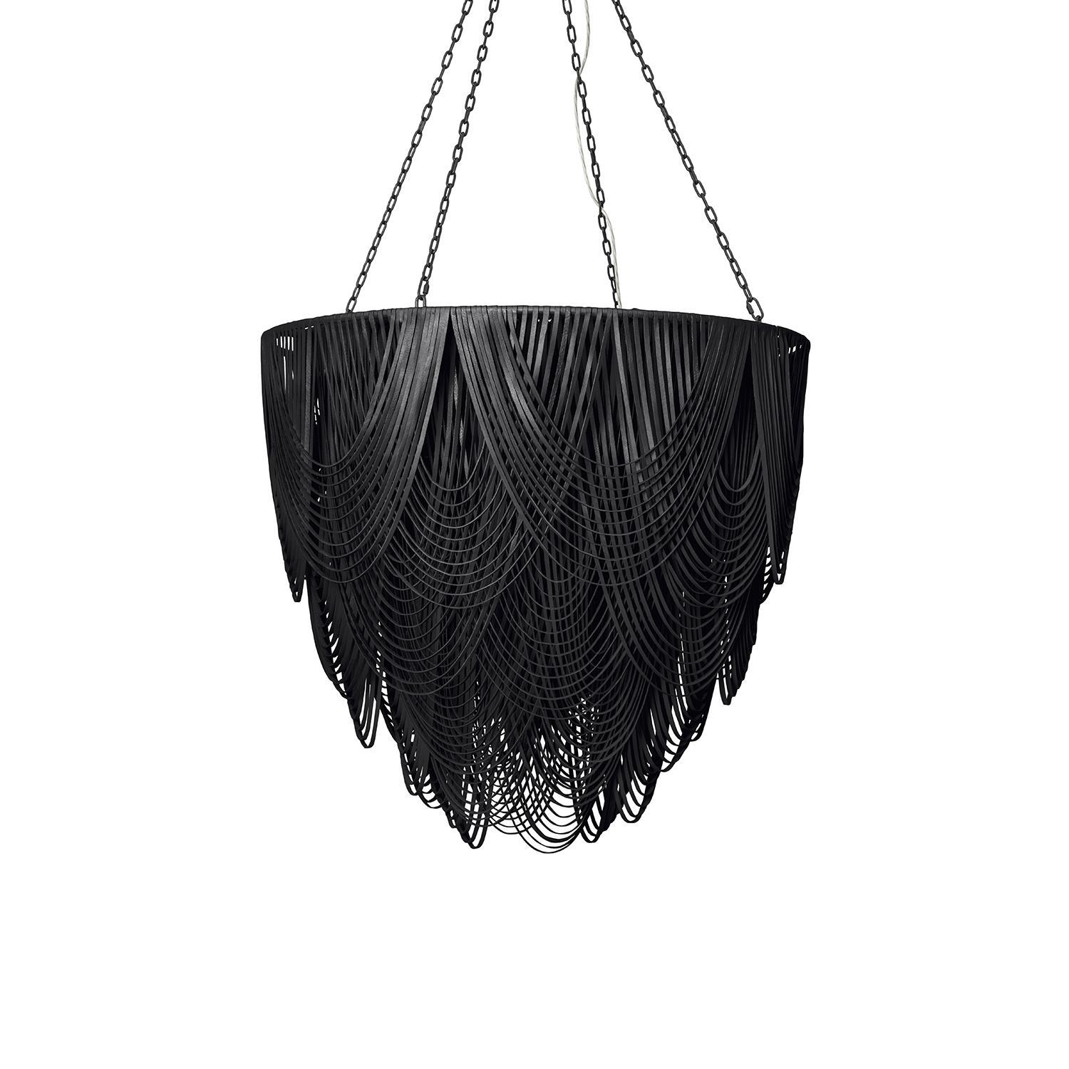 Extra Large Round Whisper Leather Chandelier in Premium Leather