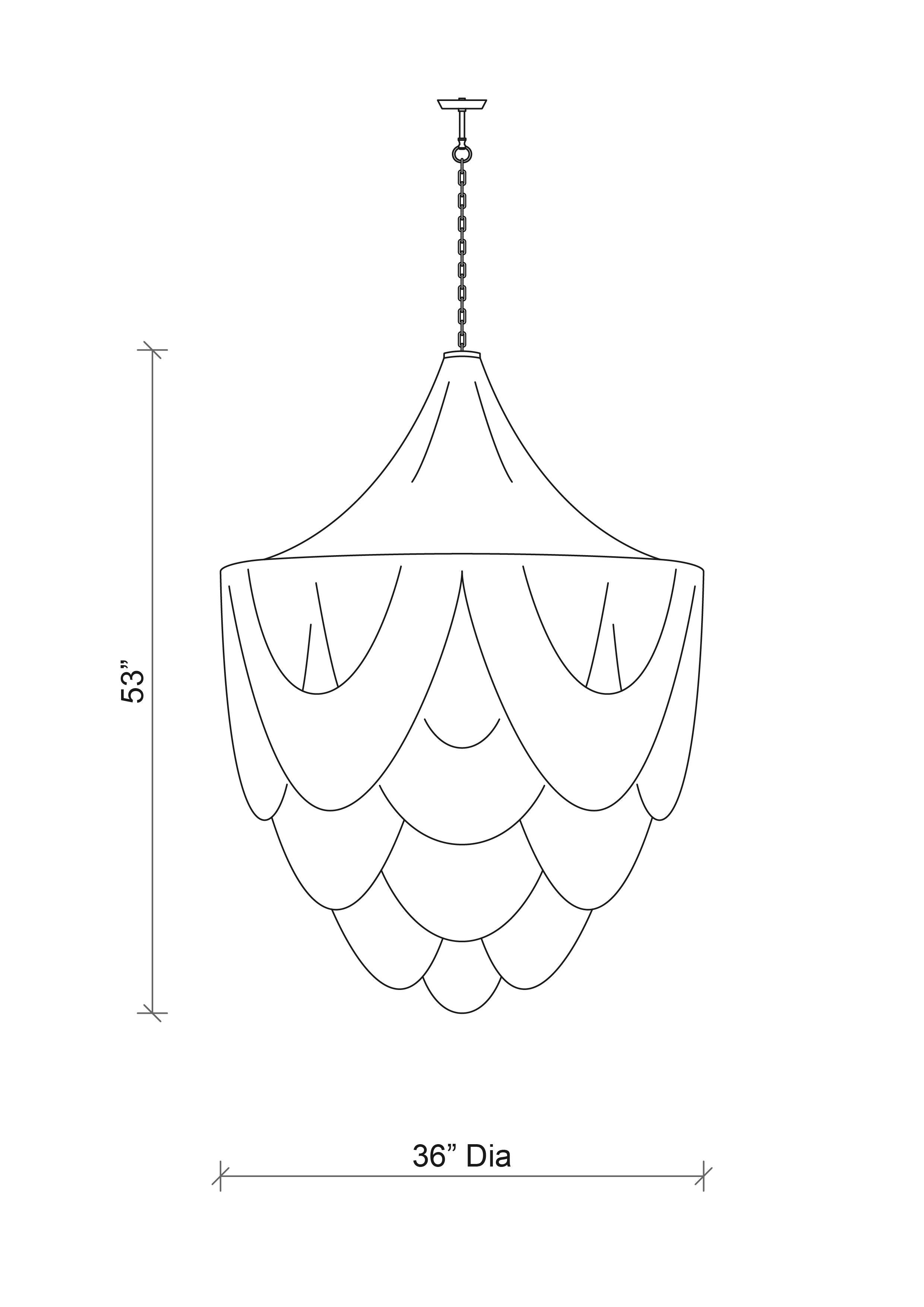 Extra Large Round Whisper with Crown Leather Chandelier in Cream-Stone Leather