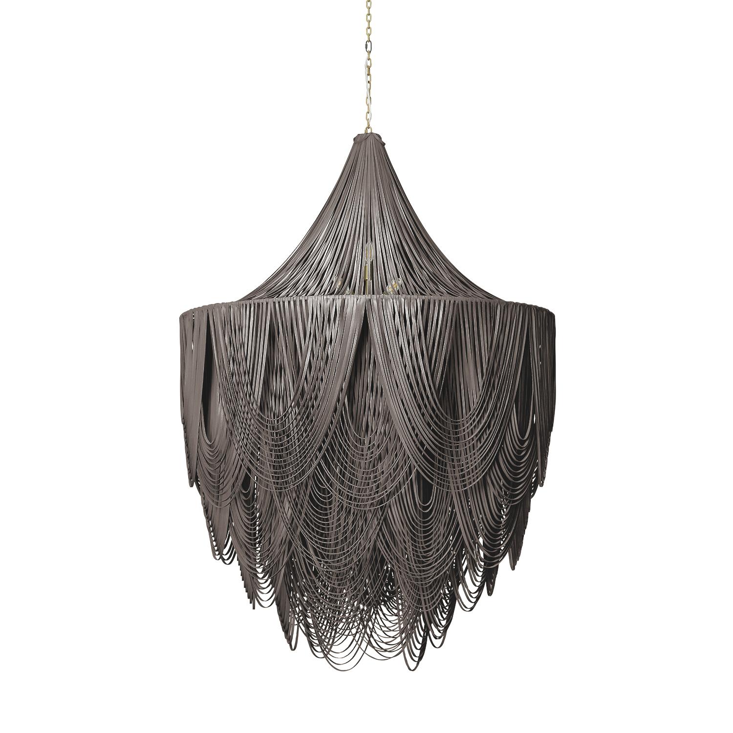 XXL Round Whisper with Crown Leather Chandelier in Premium Leather