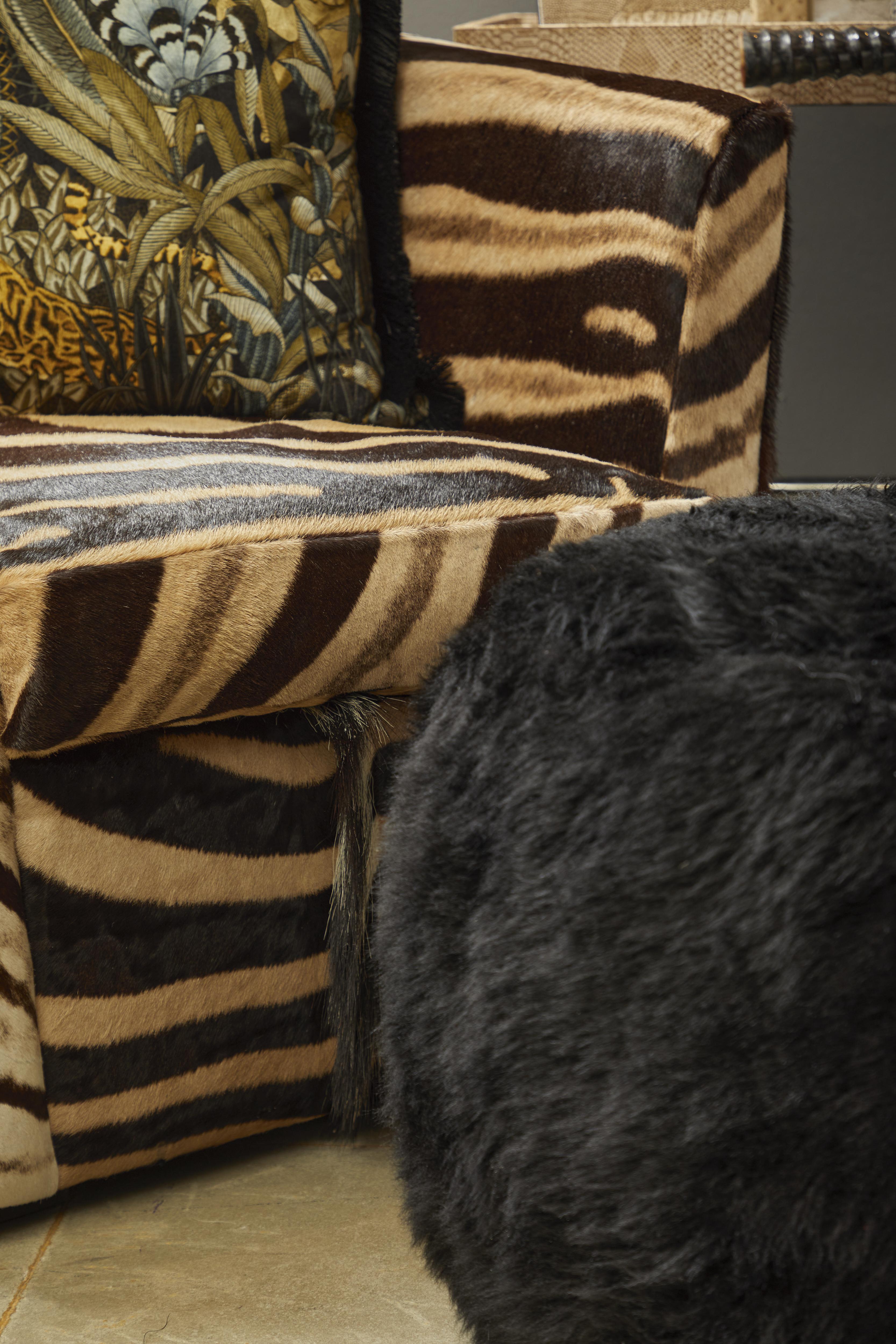 Zebra Chic Velour Tub Chair Sofa with Animal Print