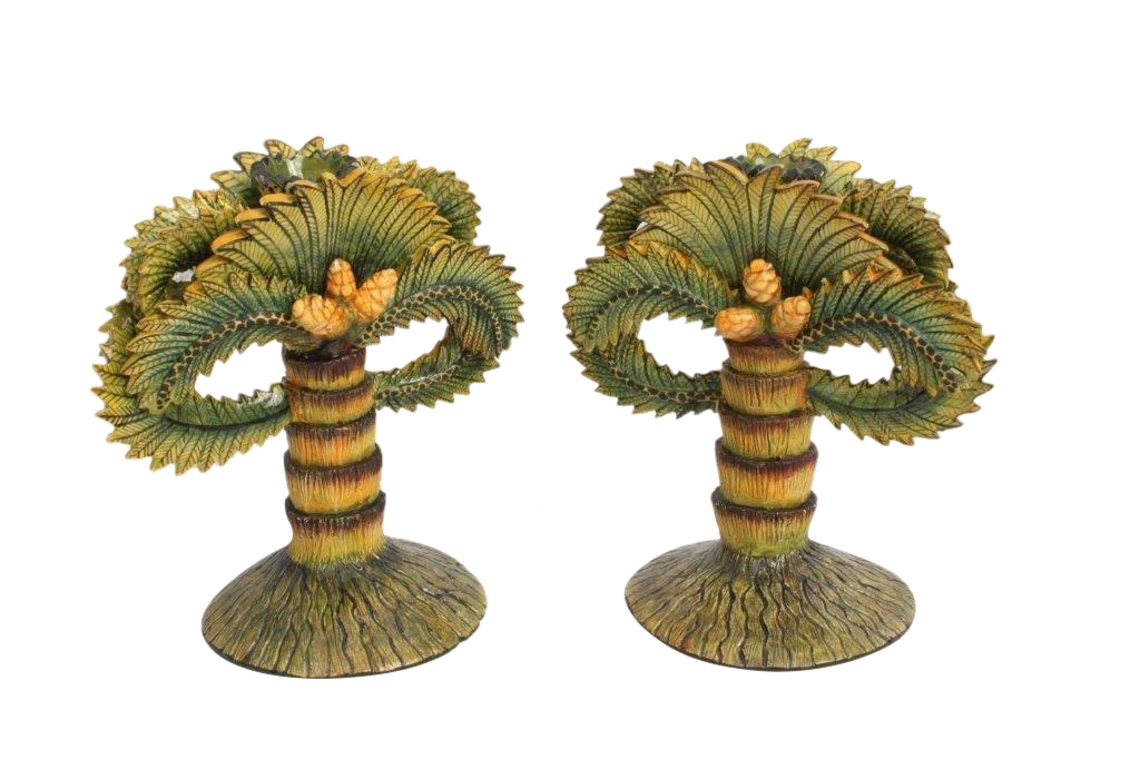 Ardmore Ceramic:  Palm Tree Candle Holders