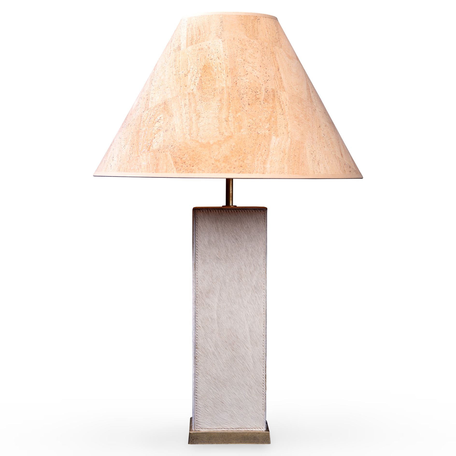 Keira Column Table Lamp in Cream Cow Hide