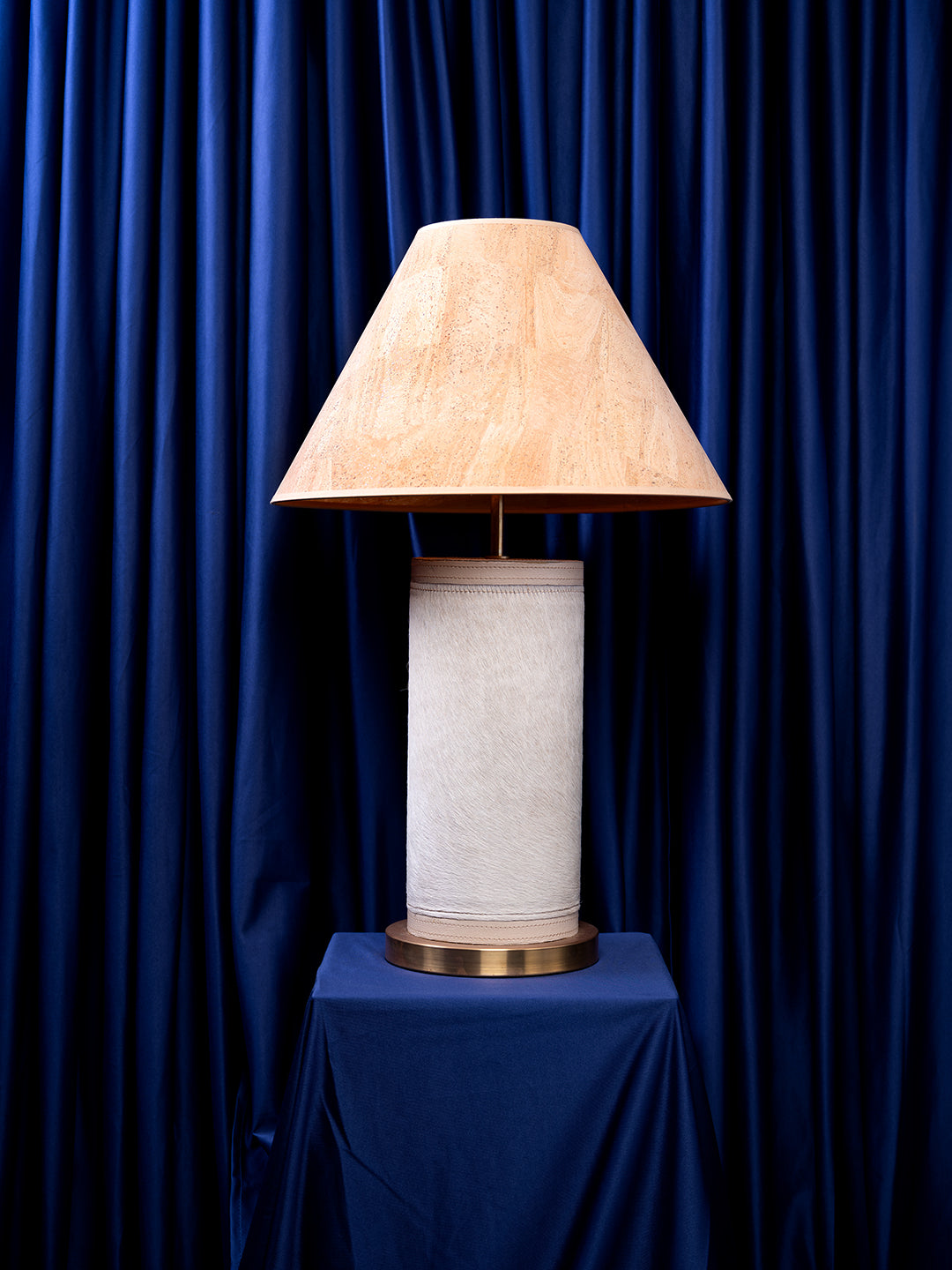 Nolu Table Lamp in Cream Cow Hide