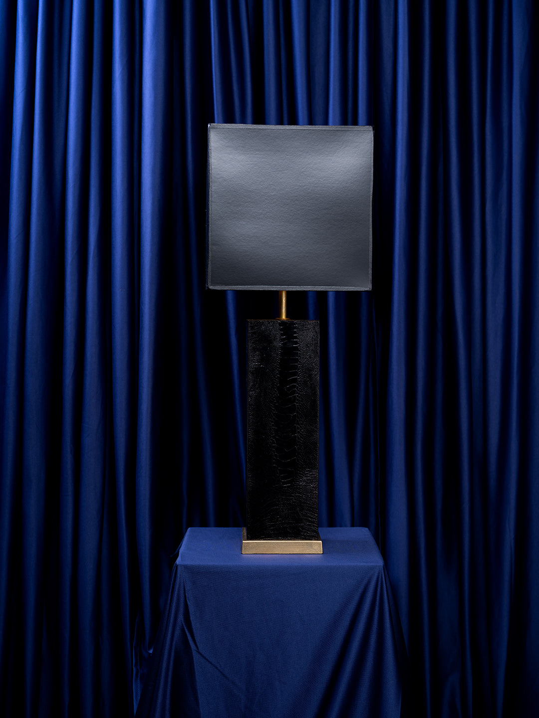 Keira Column Table Lamp in Black Ostrich Shin