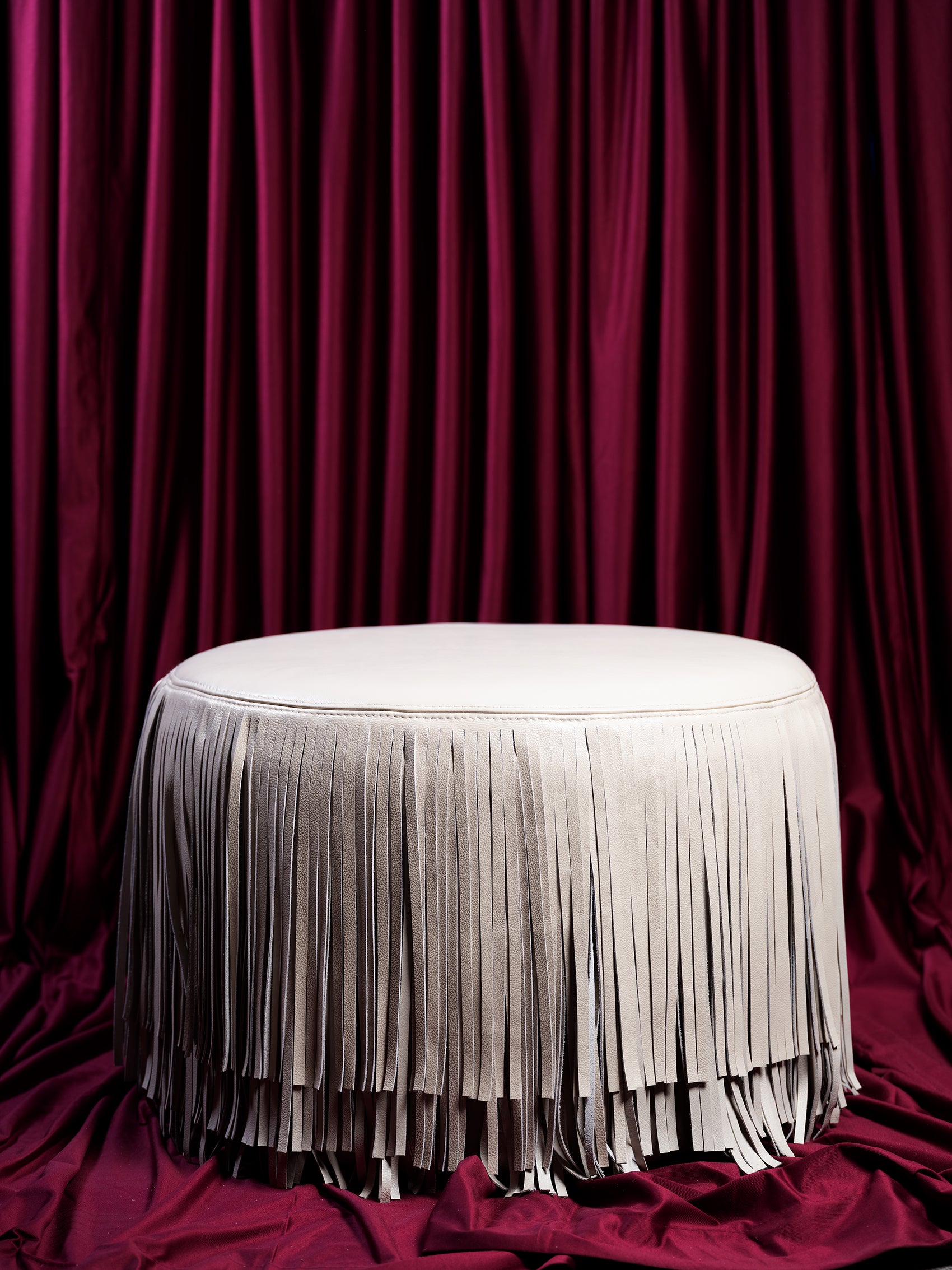 Ndidi Ottoman in Cream-Stone Leather