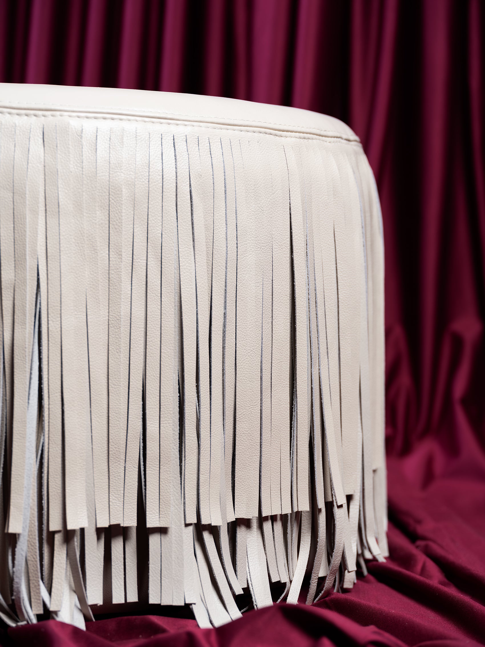 Ndidi Ottoman in Cream-Stone Leather