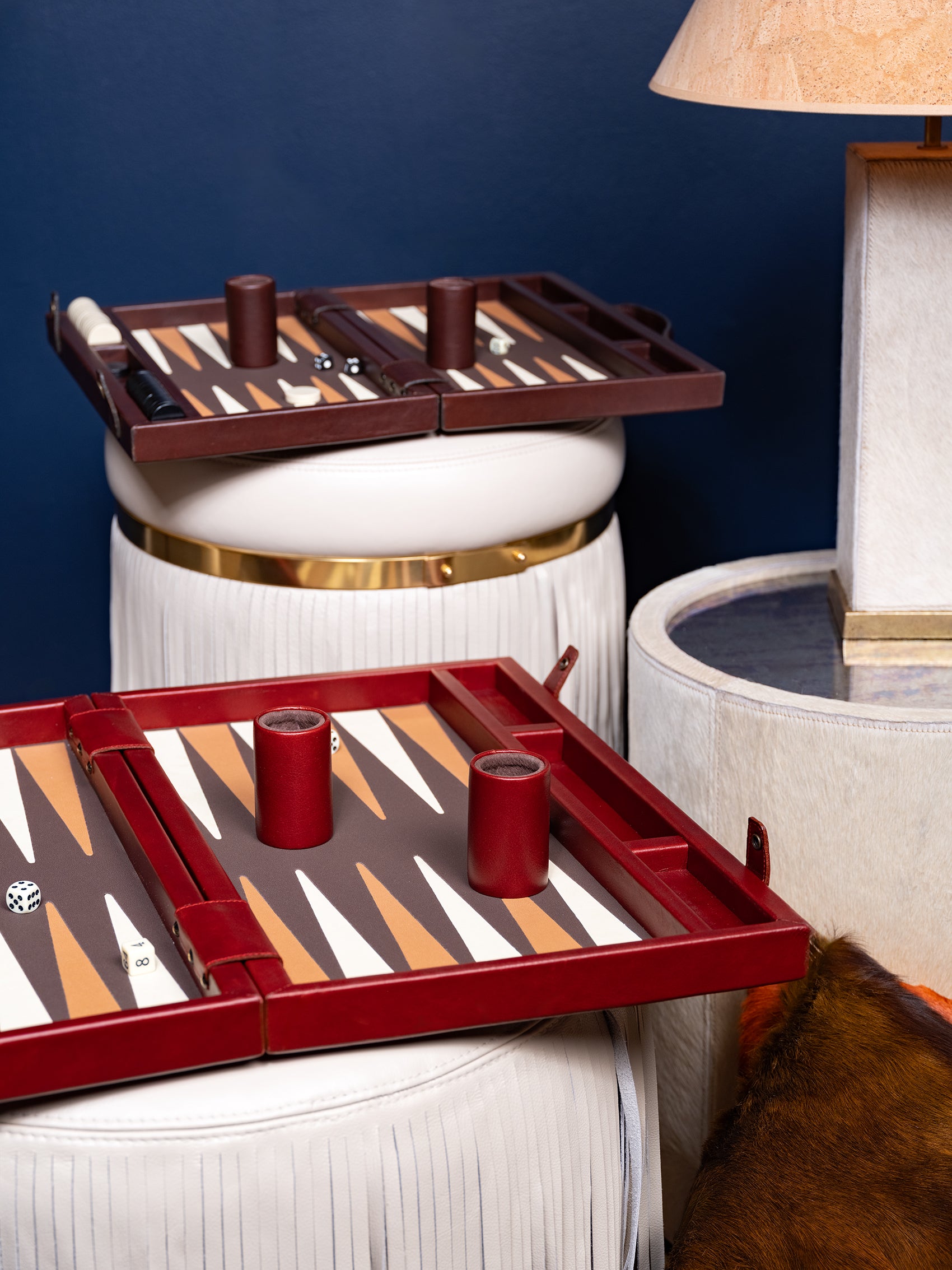 Nino - Large Backgammon - Oxblood Leather