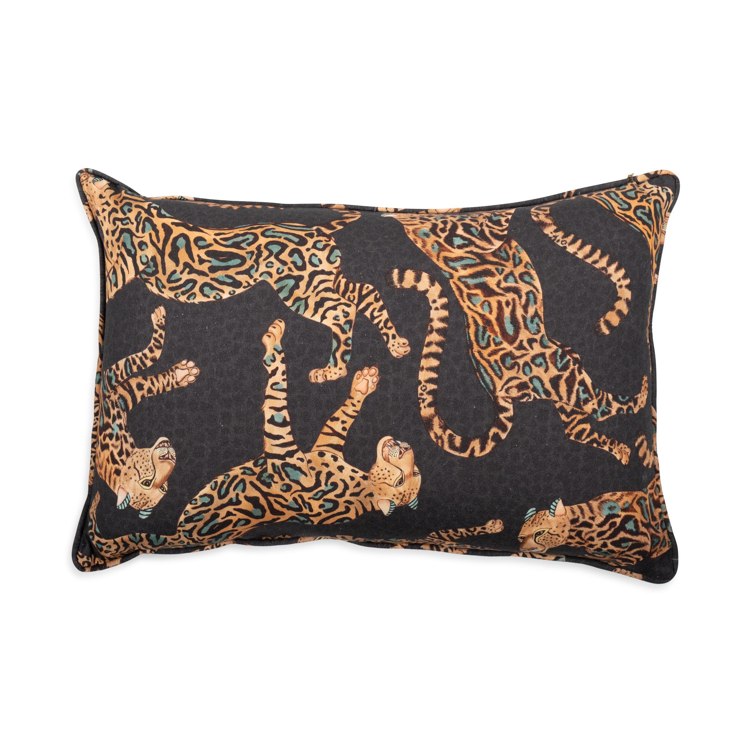 Cheetah Kings Lumbar Pillow - Linen - Amber
