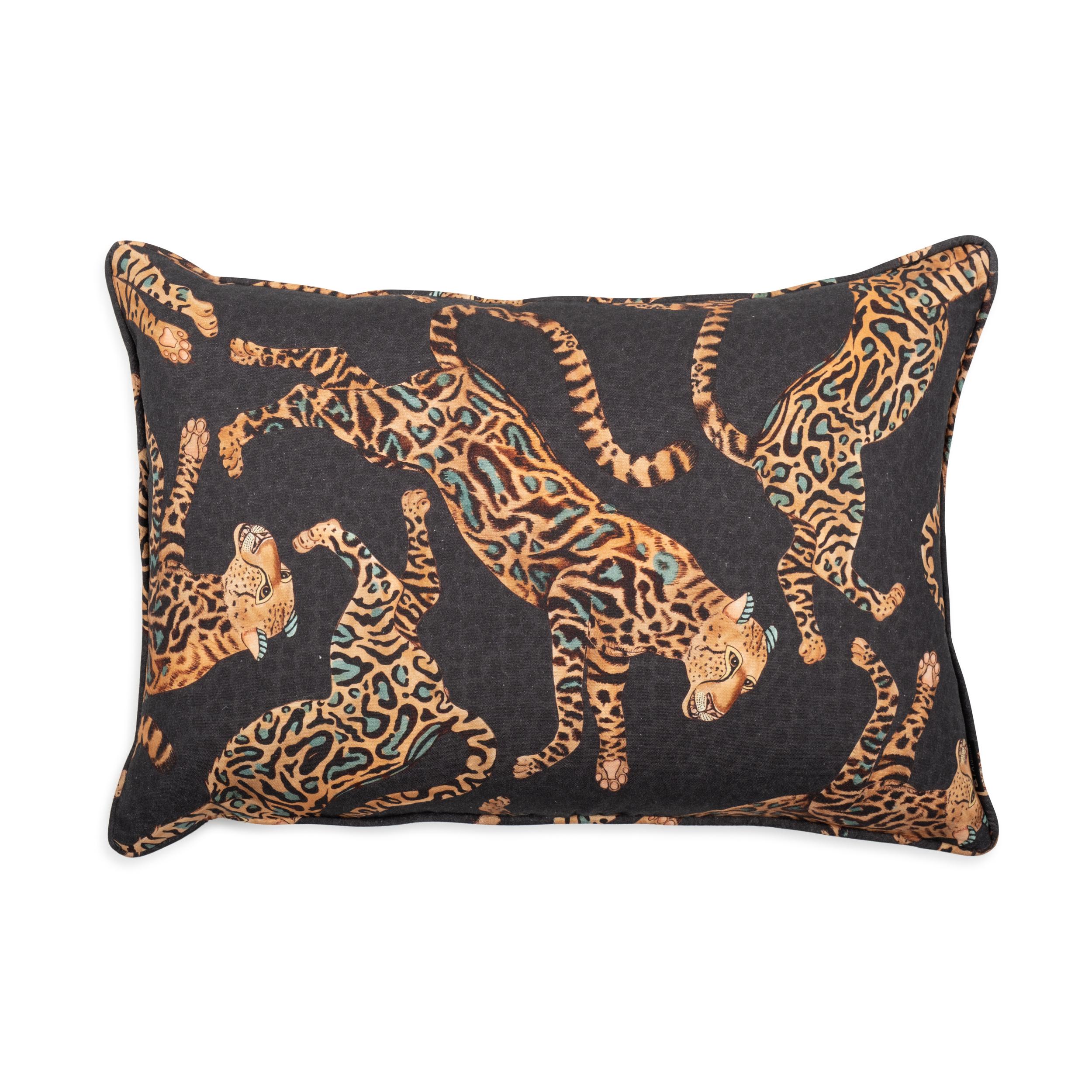 Cheetah Kings Lumbar Pillow - Linen - Amber