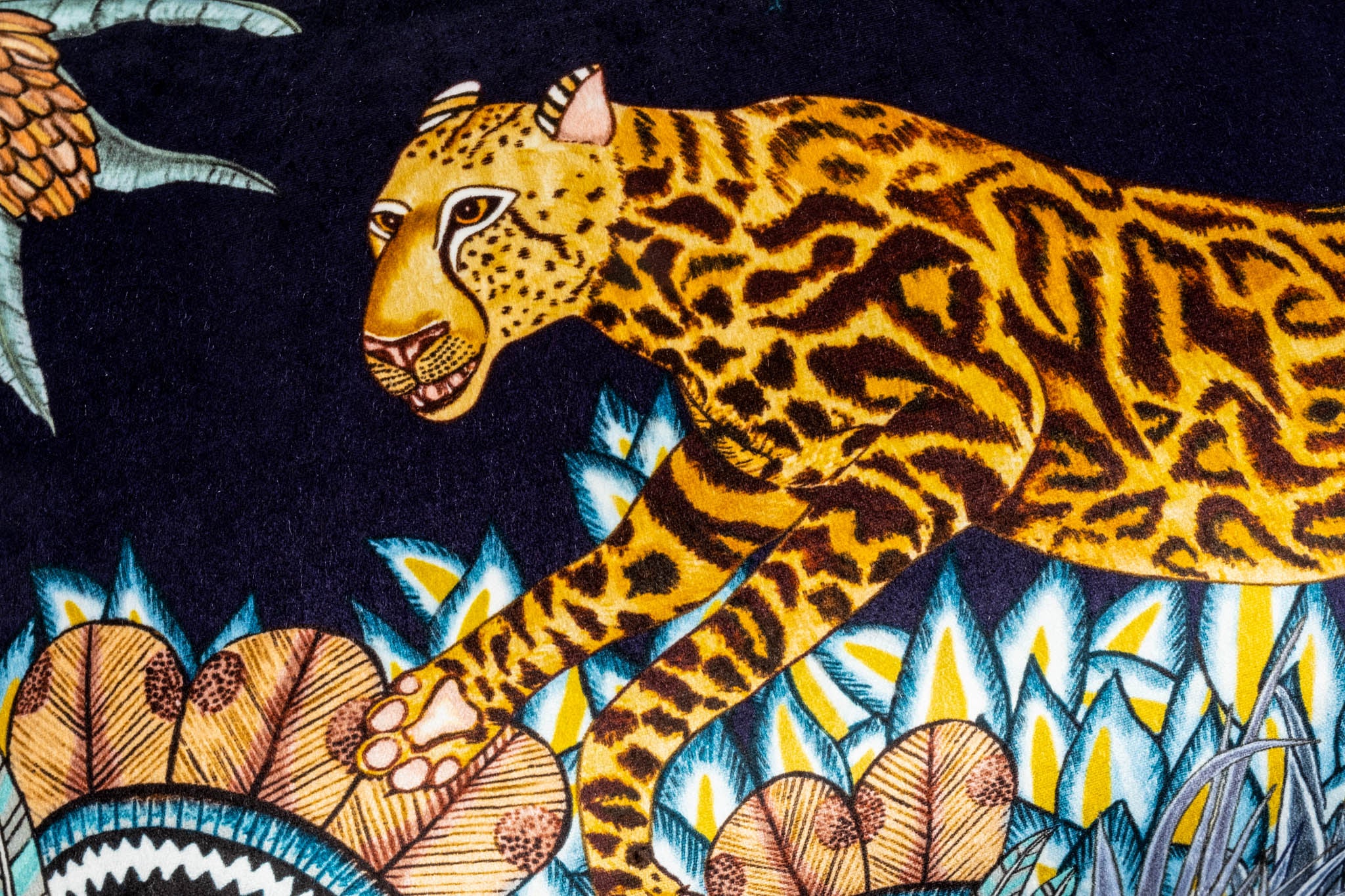 Cheetah Kings Forest Lumbar Pillow - Velvet - Tanzanite