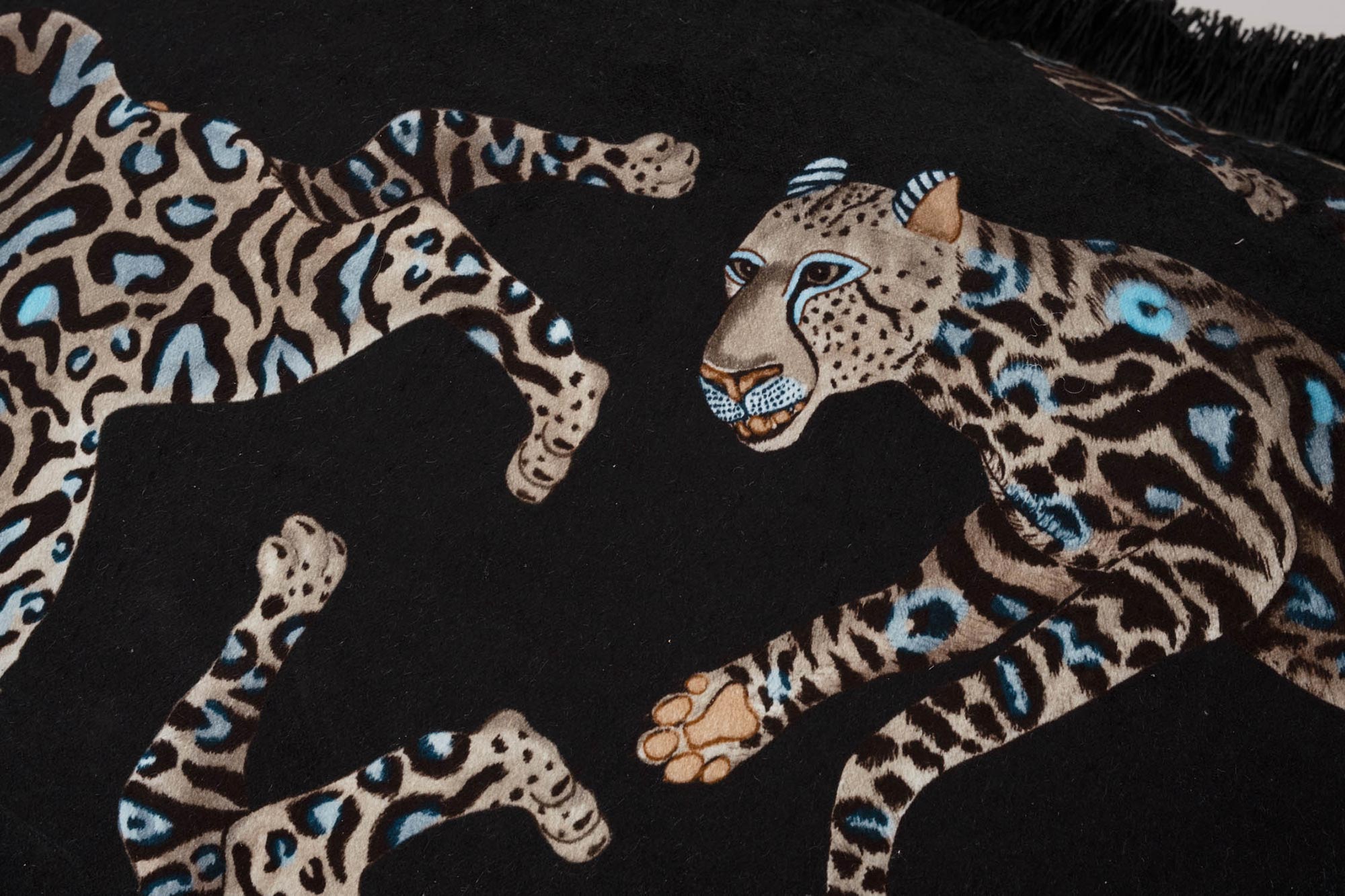 Cheetah Kings Pillow - Velvet w/ Fringe - Starry Night