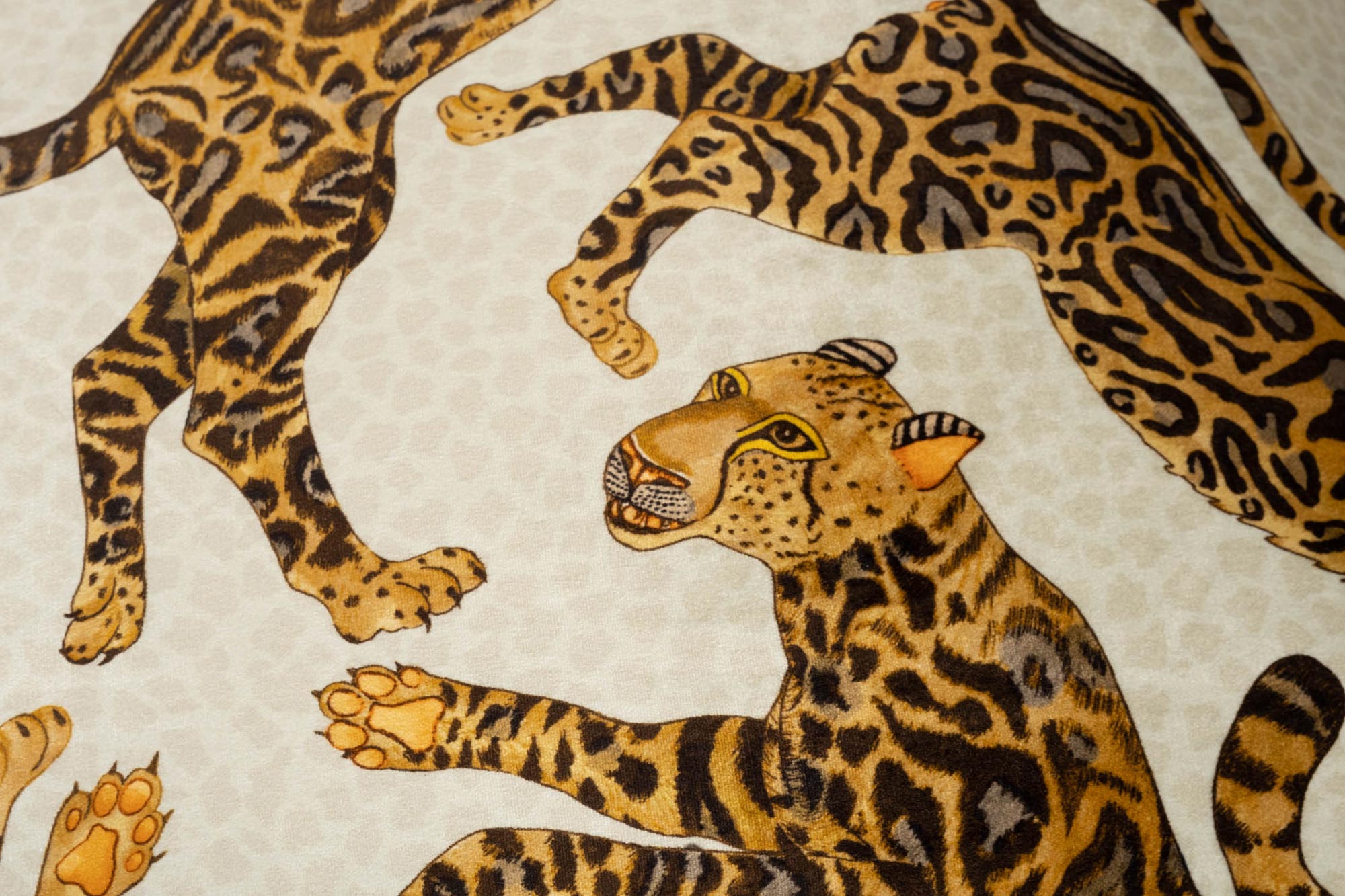 Cheetah Kings Pillow - Velvet w/ Fringe - Stone