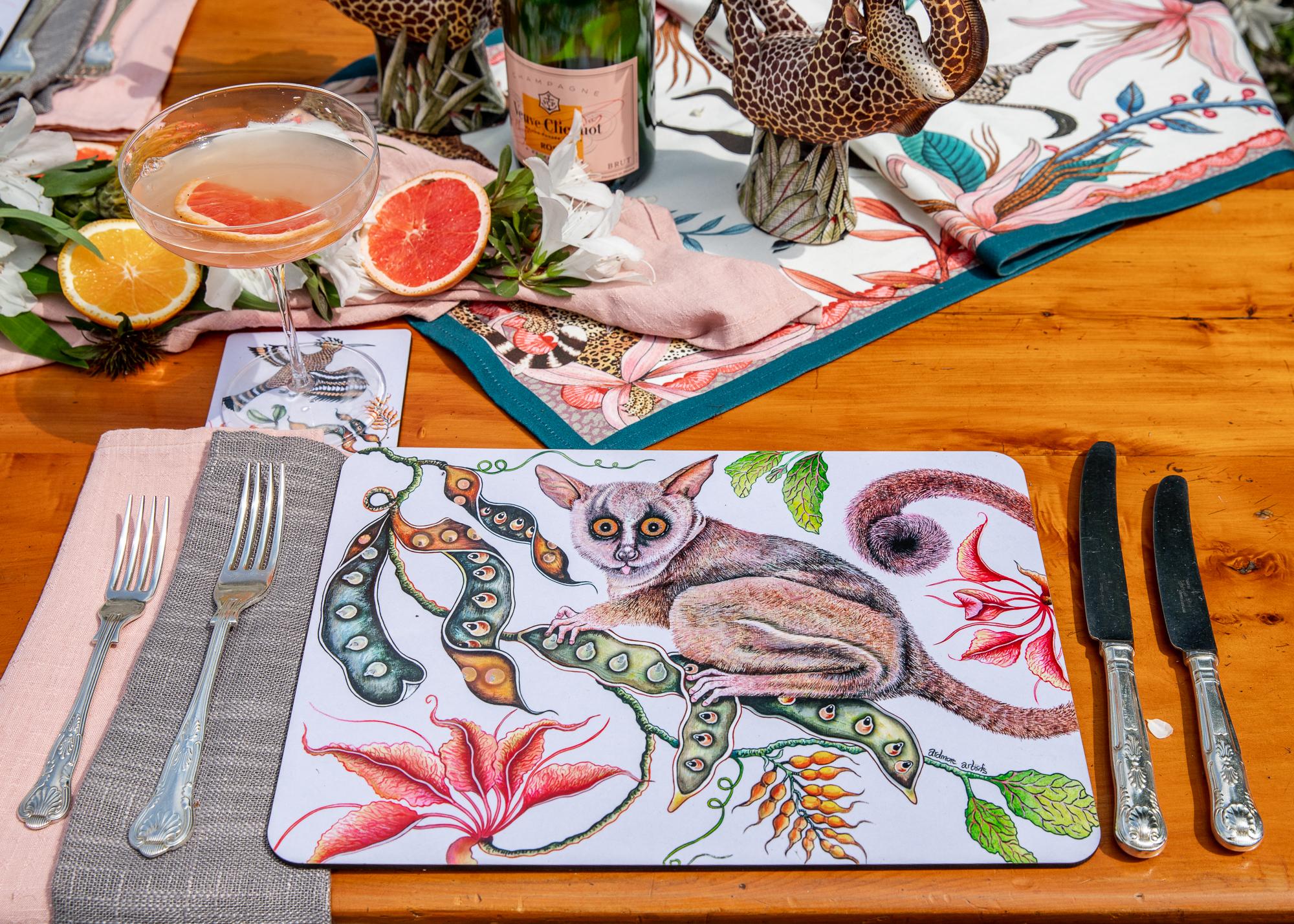 Camp Critters Bush Baby Placemats (Pair) - Chalk