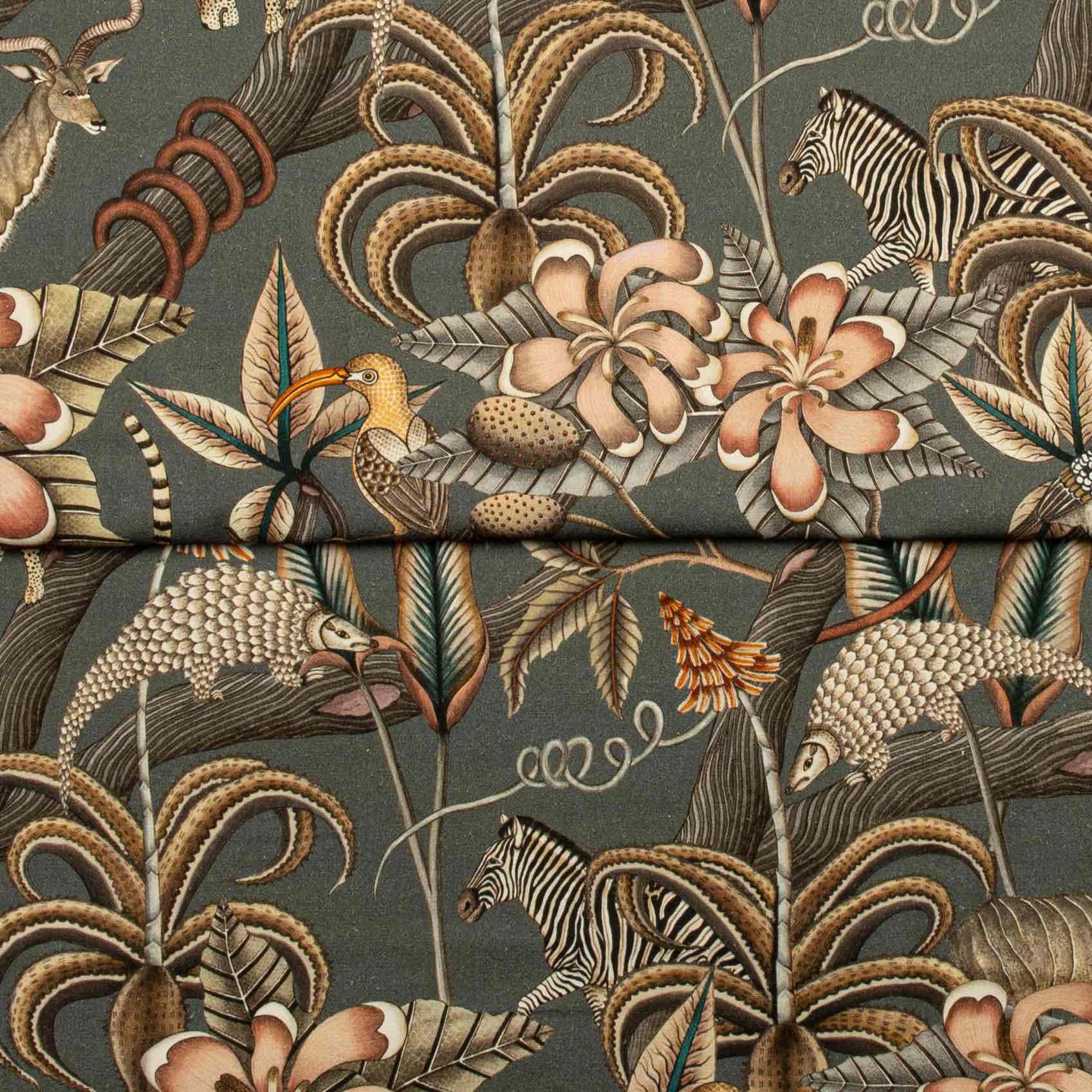 Pangolin Park Fabric - Linen - Ash