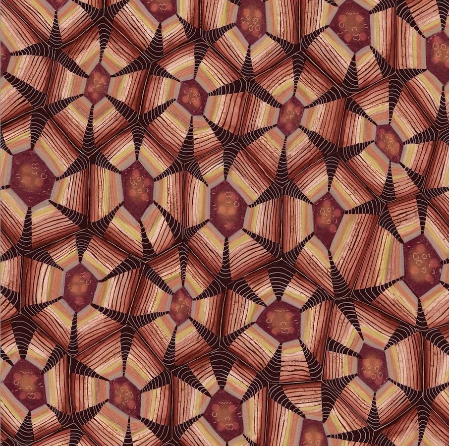 Thanda Tortoise Fabric - Linen - Plum