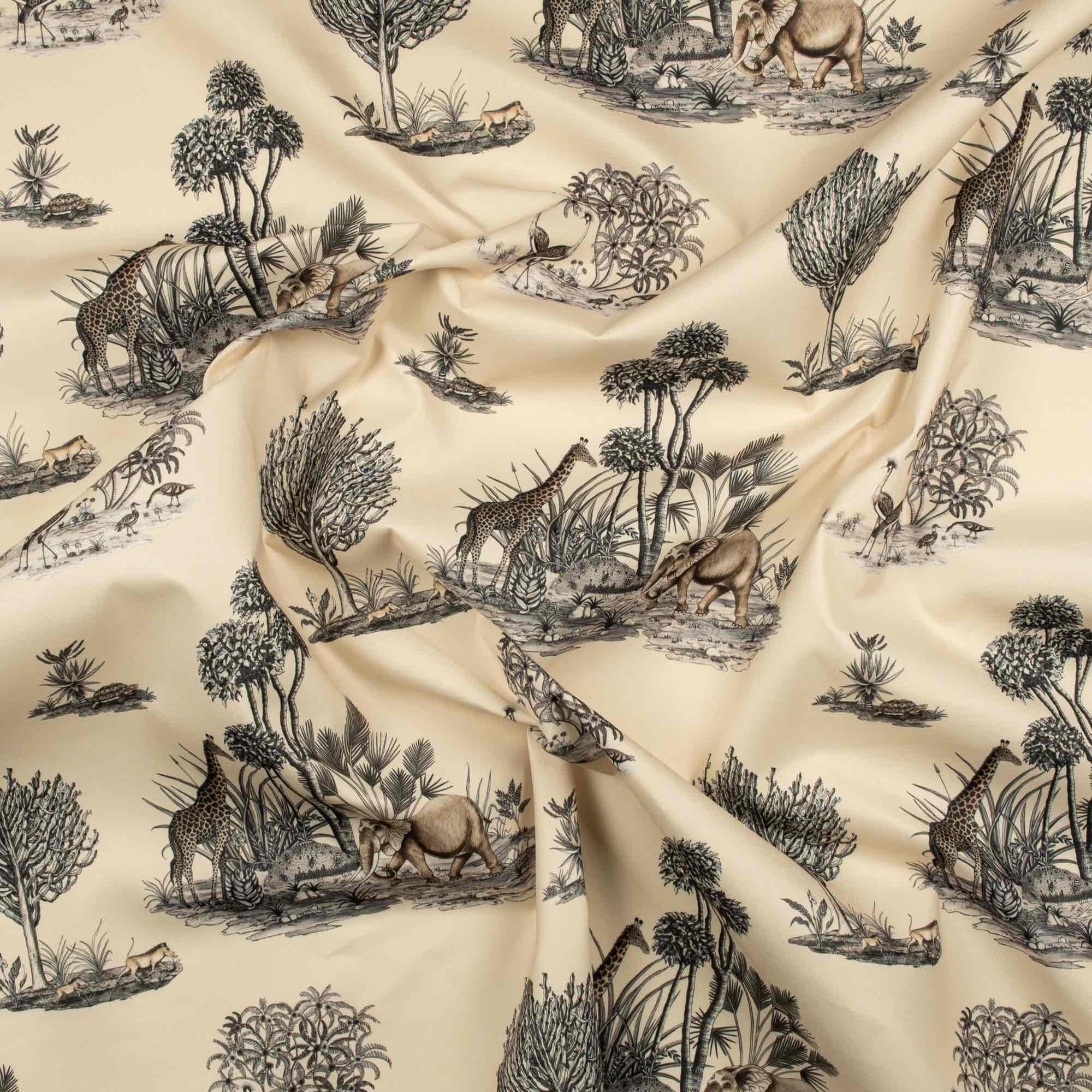 Thanda Toile Fabric - Linen - Gold