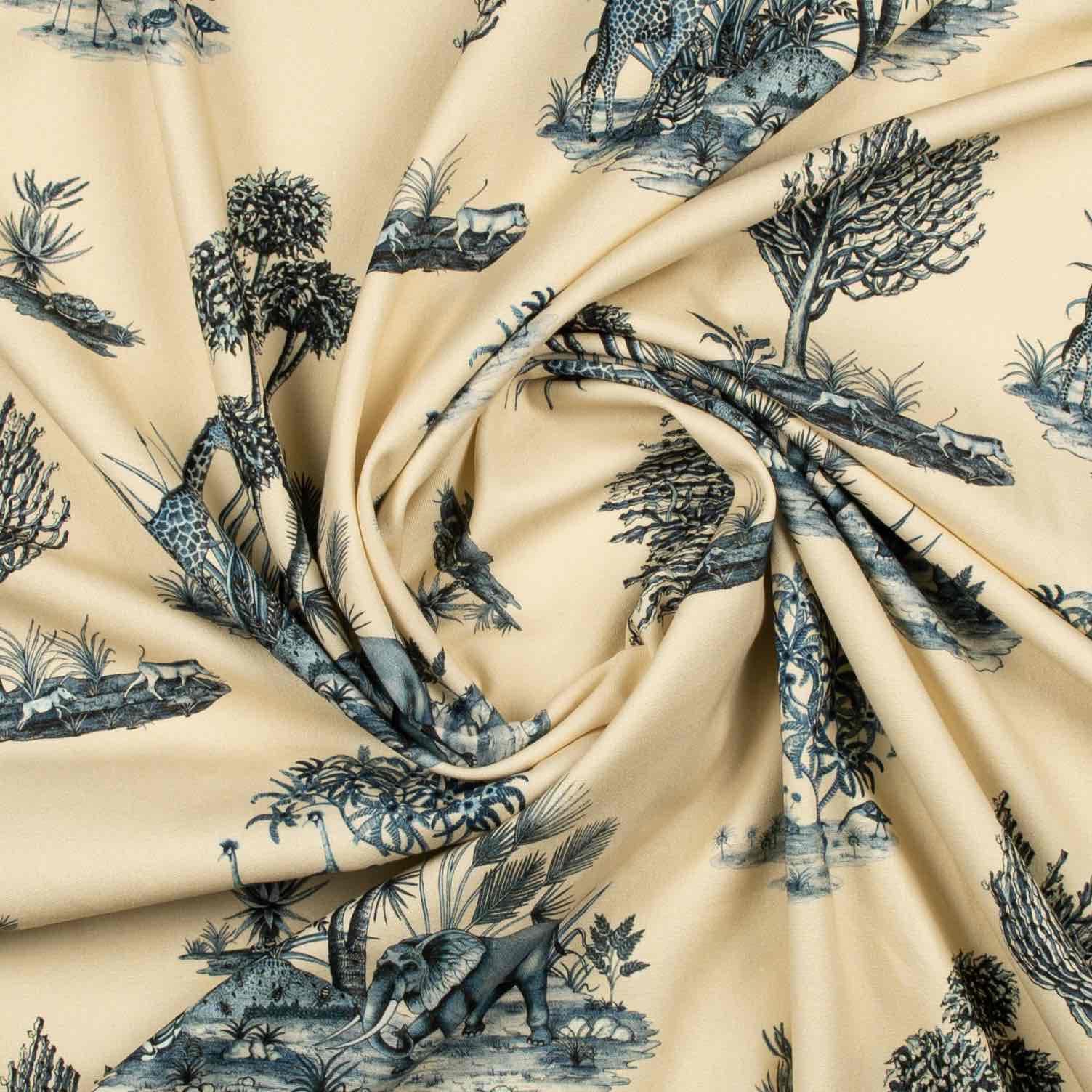 Thanda Toile Fabric - Linen - Tanzanite