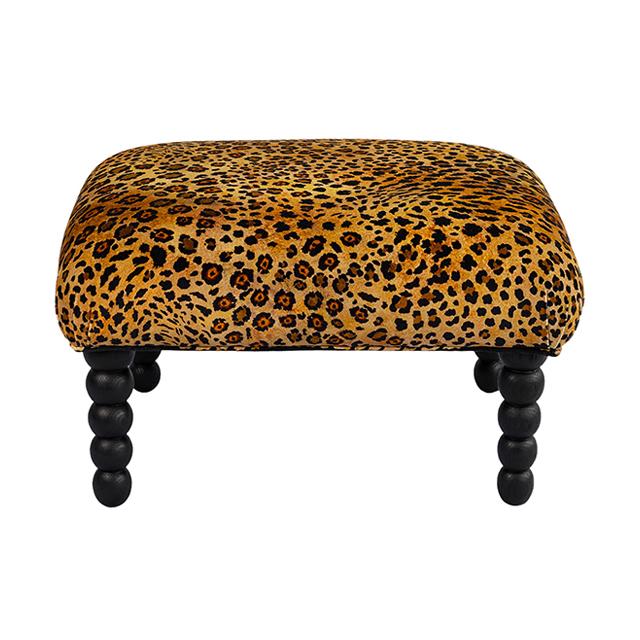 Kudu Pod Ottoman - Safari Spot Velvet Gold - Matte Black