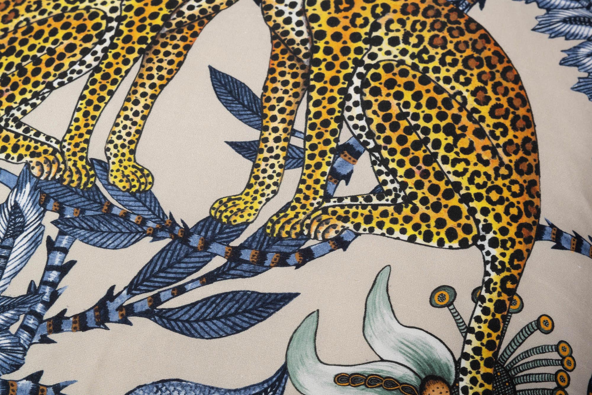 Lovebird Leopards Pillow - Silk - Tanzanite