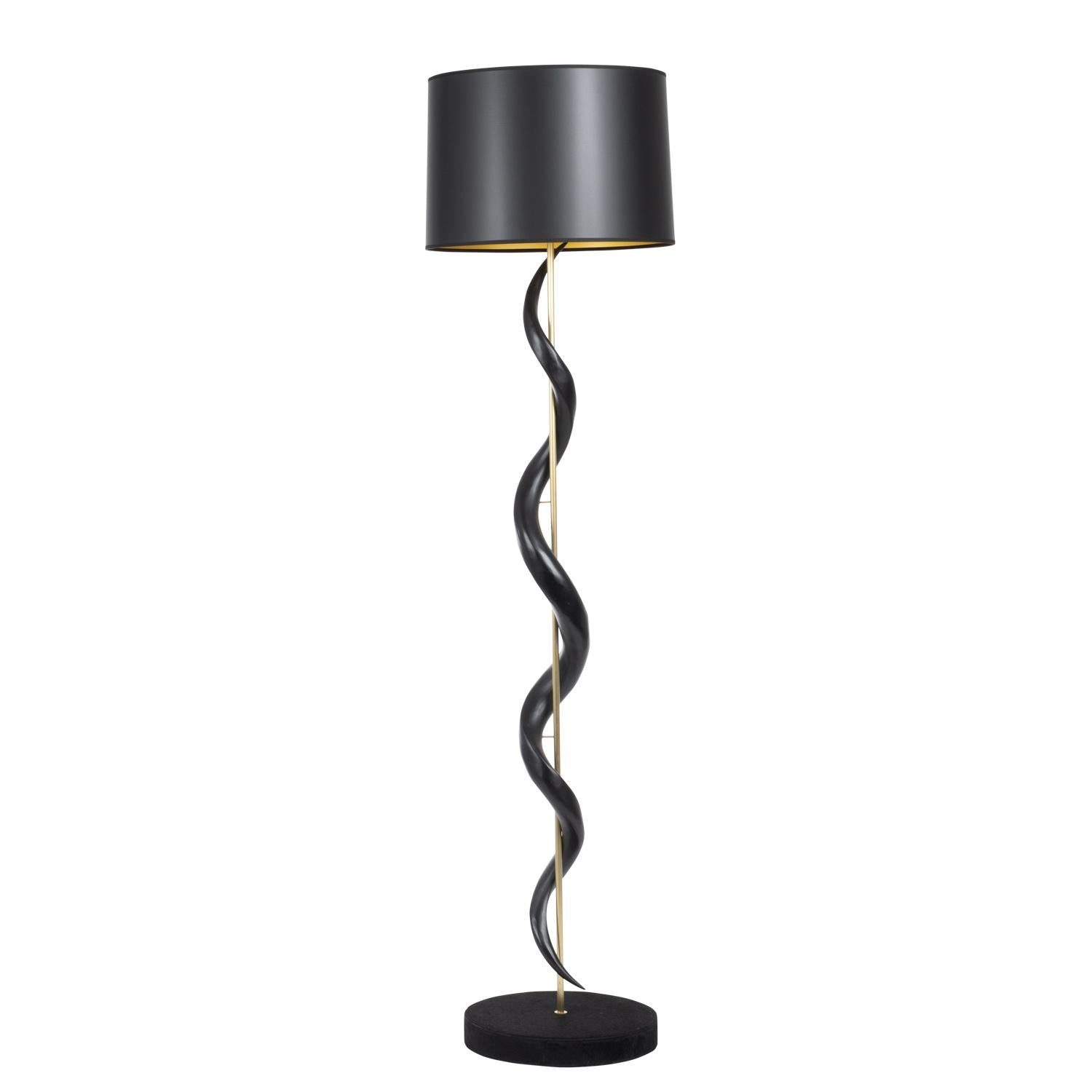 Black Kudu Horn Single Twist Floor Lamp