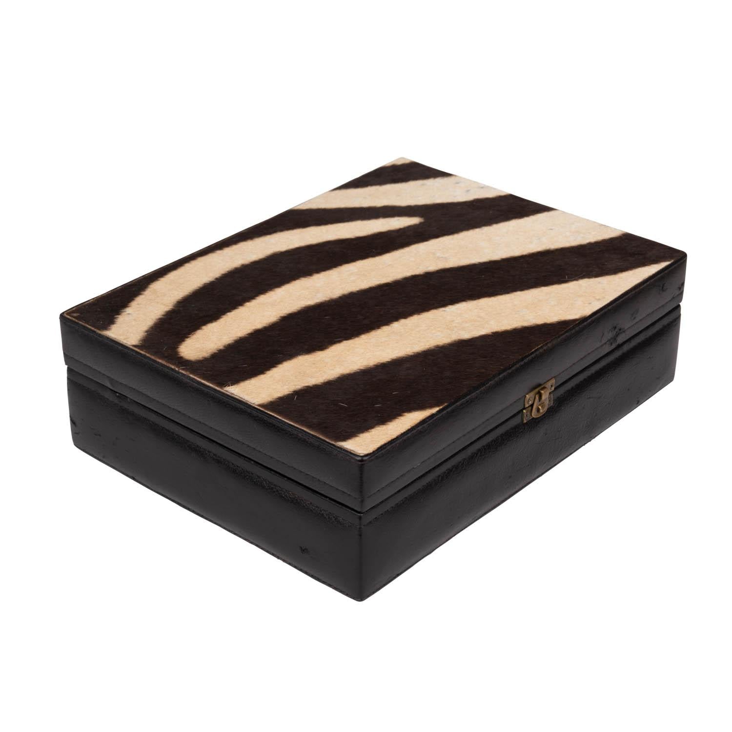 Zebra Hide & Leather Box - Large