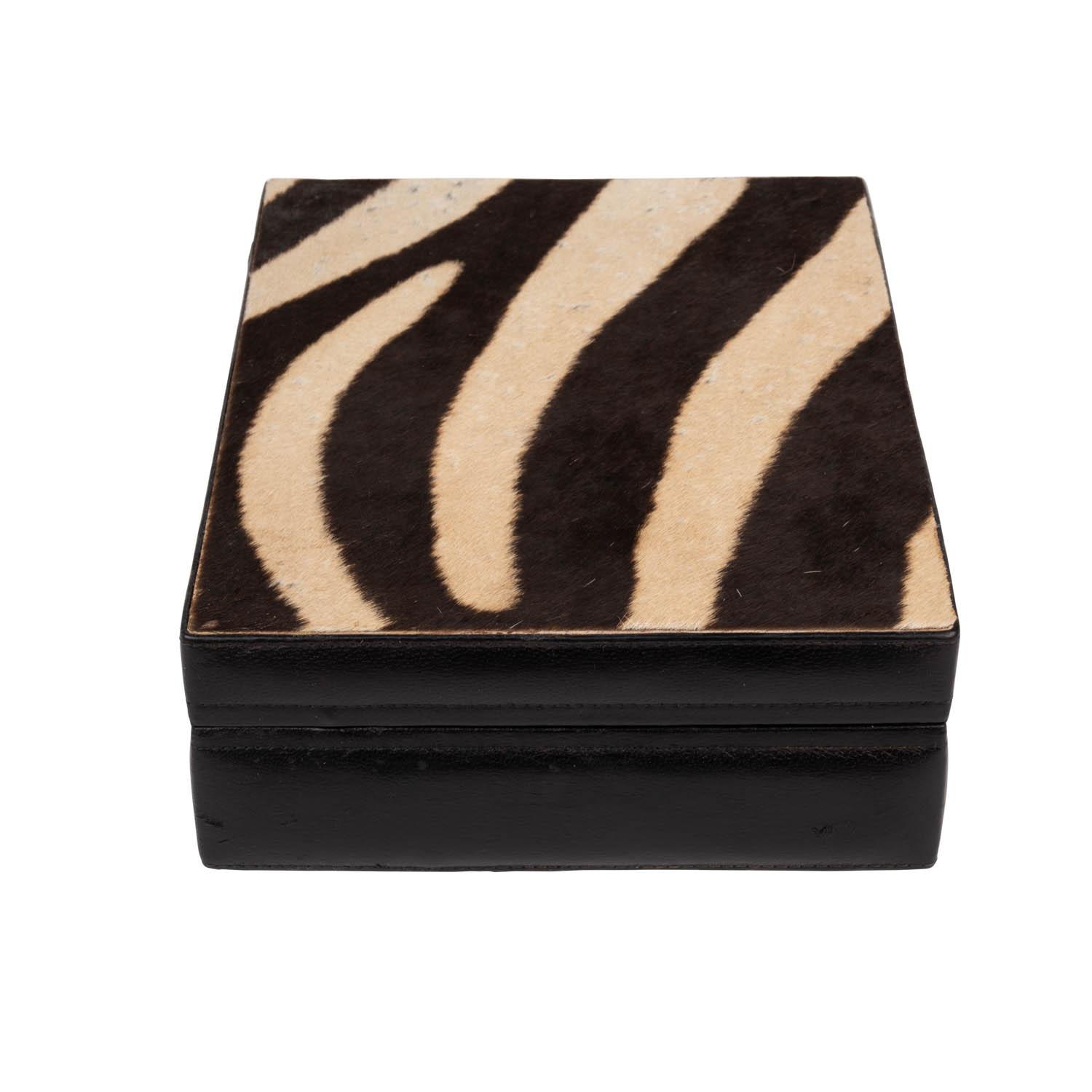 Zebra Hide & Leather Box - Large
