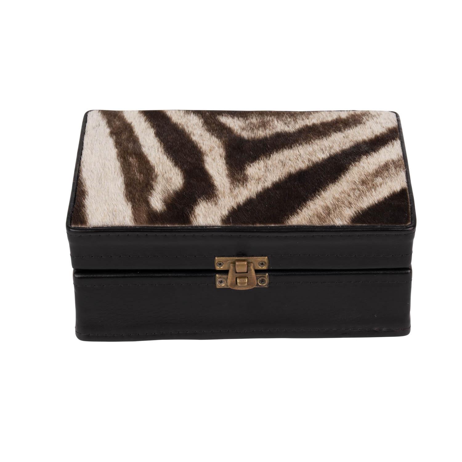 Zebra Hide & Leather Box - Small