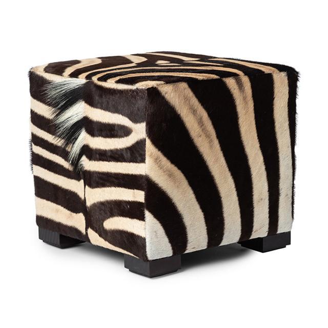 Zebra Hide Cube Ottoman