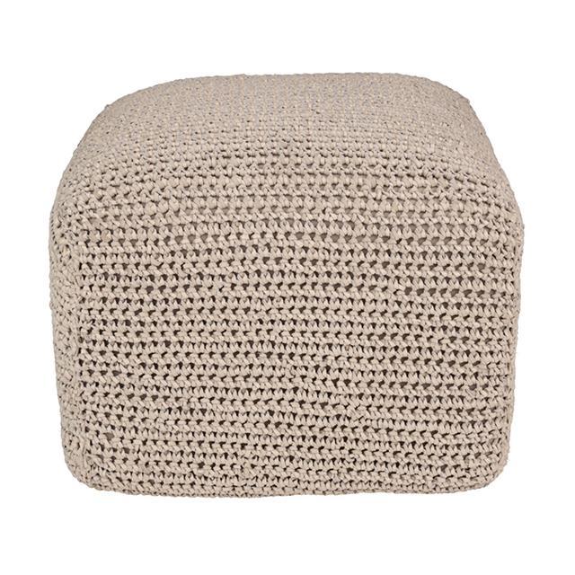 Crocheted Leather Cube Ottoman