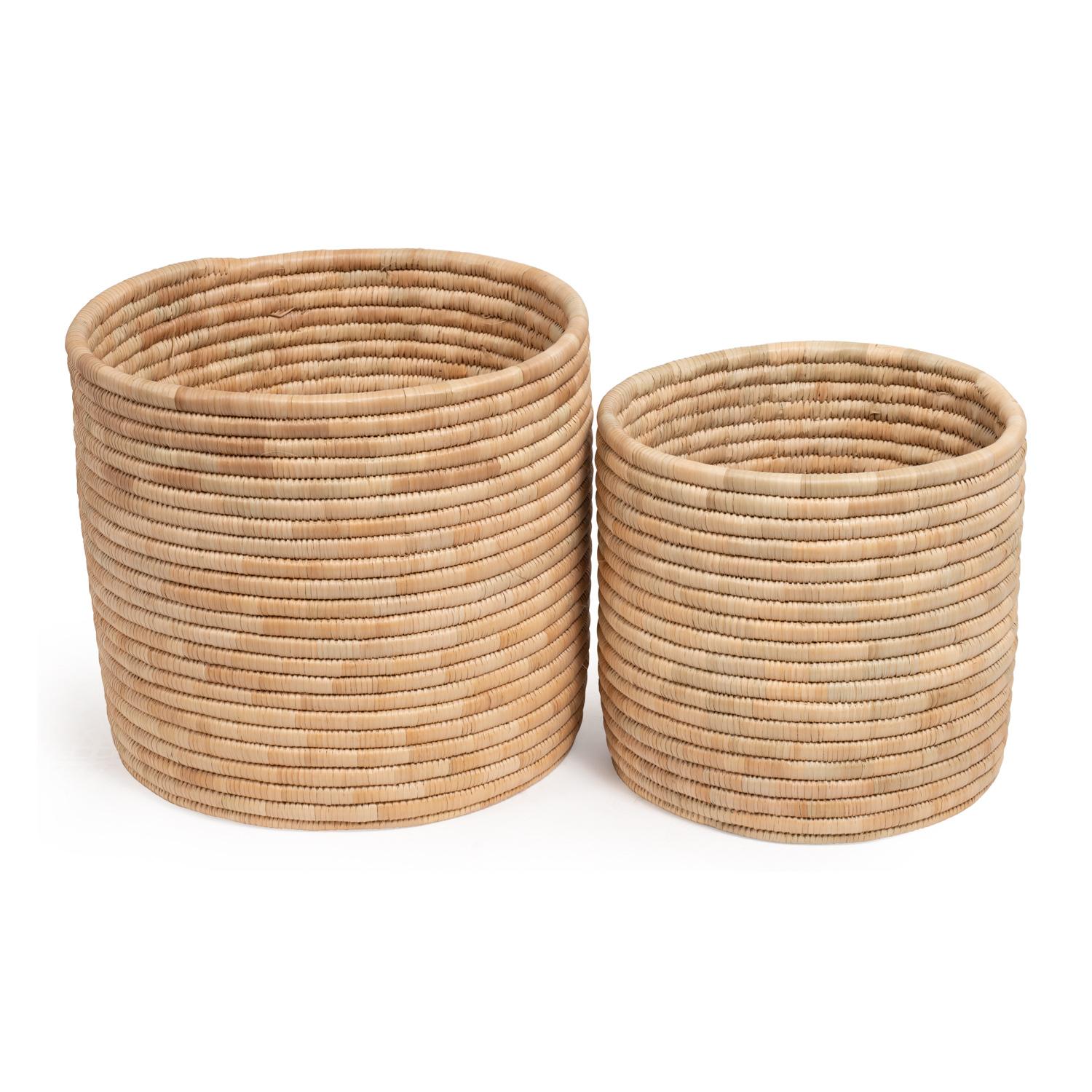 Malawian Palm Side Table - Pair - Natural