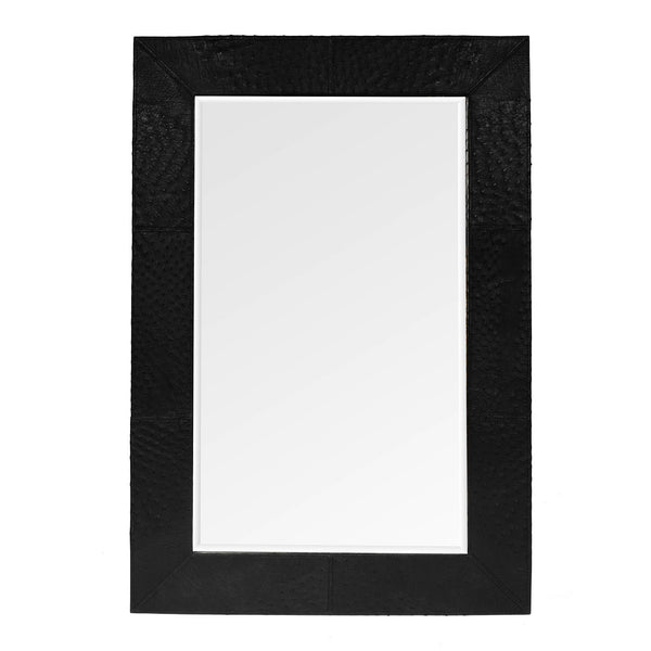 Ostrich Leather Rectangle Mirror - Cream